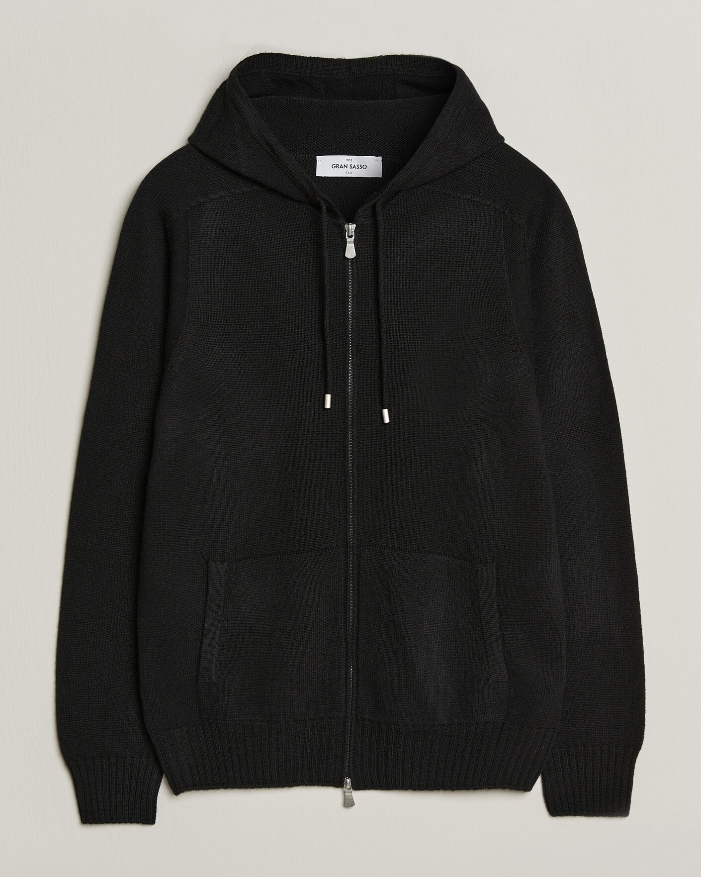 Herren | Pullover | Gran Sasso | Full Zip Wool Hoodie Black