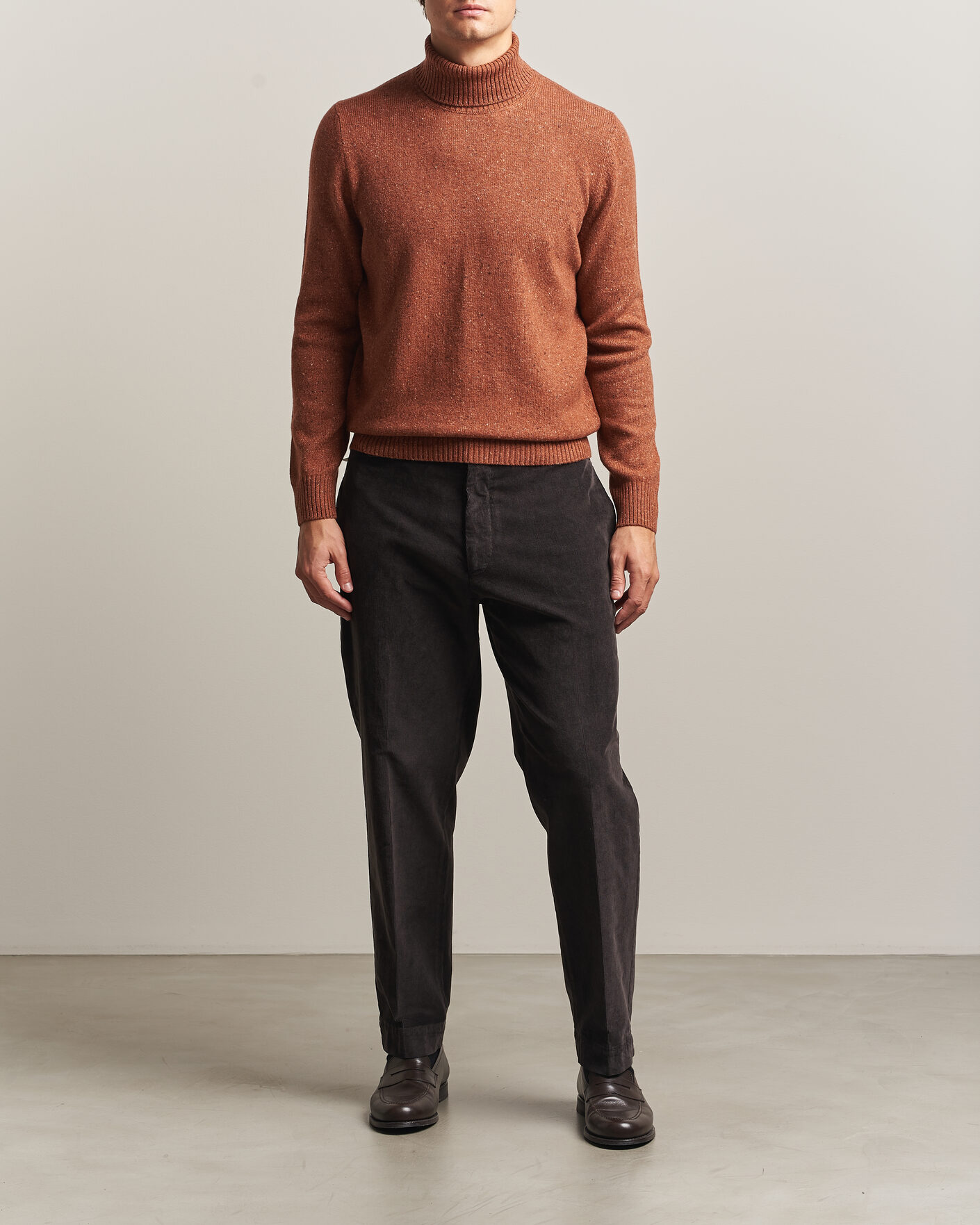 Herren | Pullover | Gran Sasso | Wool/Cashmere Donegal Rollneck Rust Orange