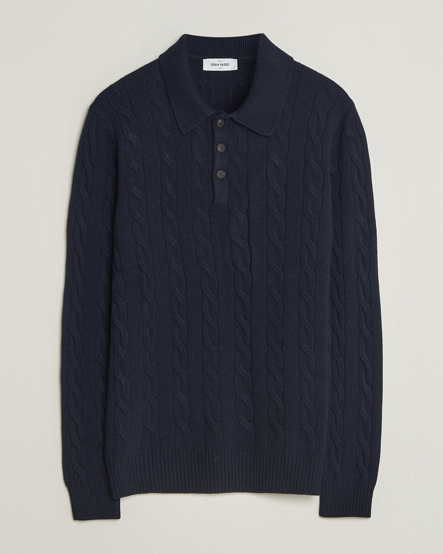 Herren | Pullover | Gran Sasso | Wool/Cashmere Cable Polo Navy