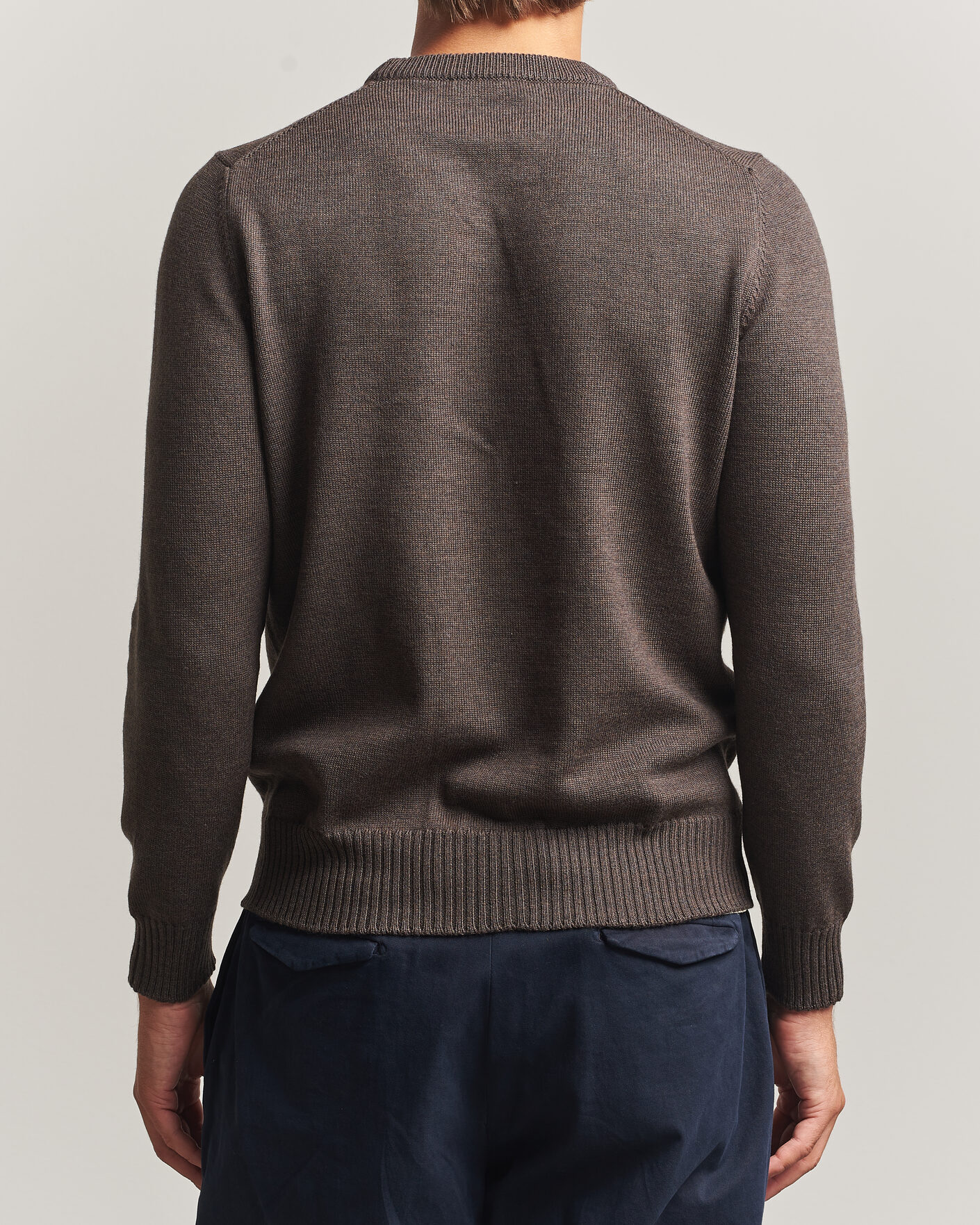 Herren | Pullover | Gran Sasso | Merino Knitted Crew Neck Brown Melange