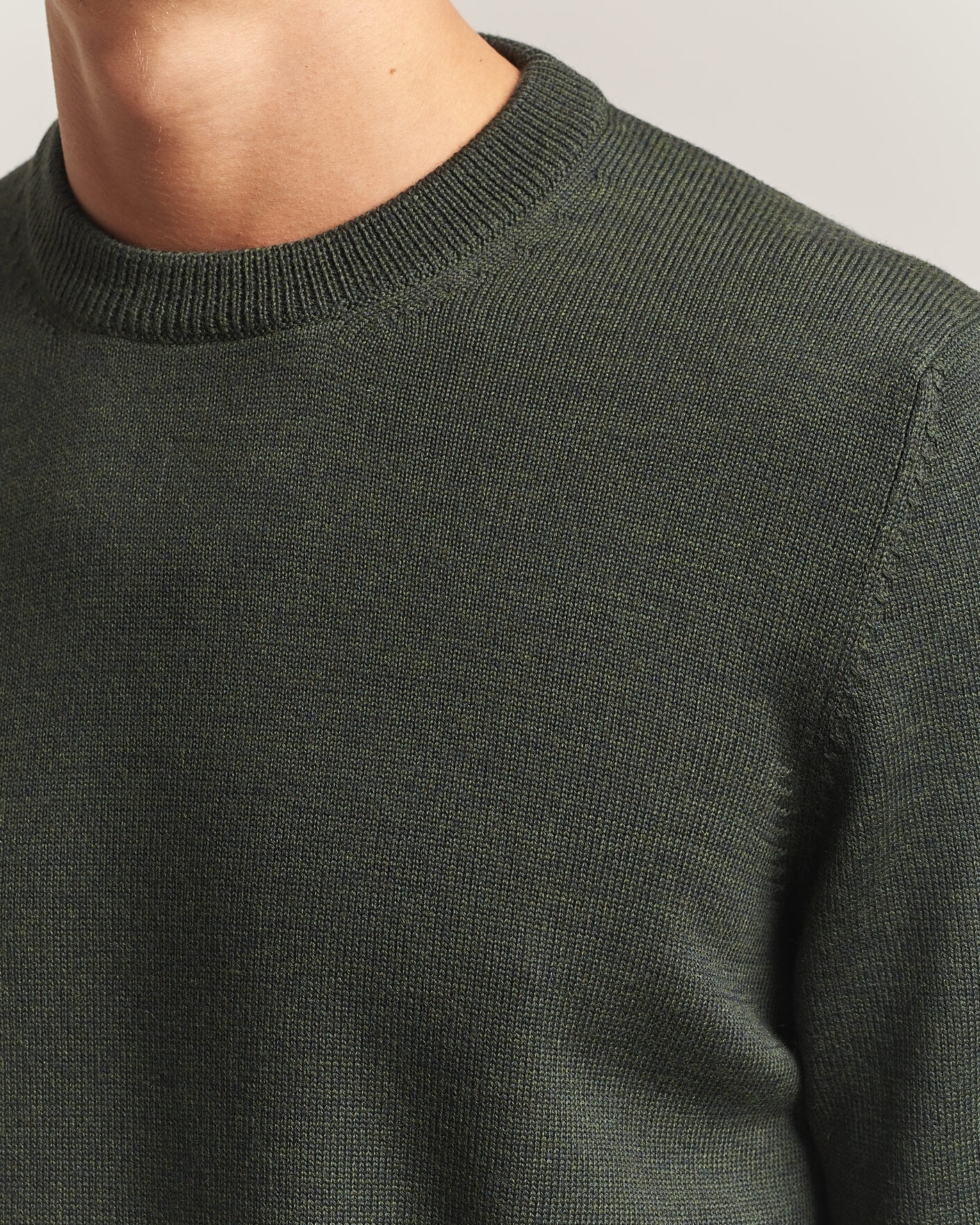 Herren | Pullover | Gran Sasso | Merino Knitted Crew Neck Olive Melange