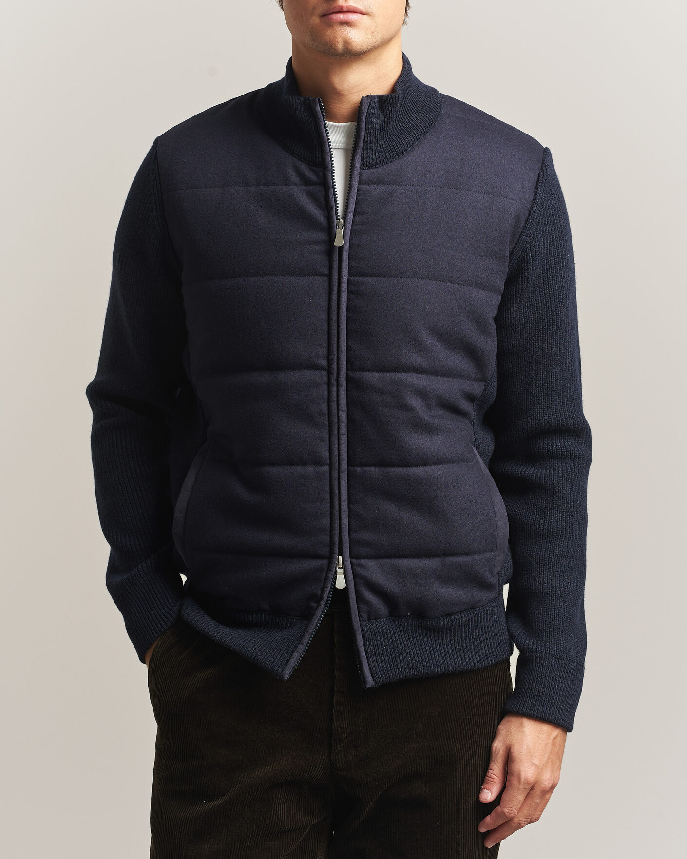 Herren | Jacken | Gran Sasso | Brushed Wool Hybrid Jacket Navy