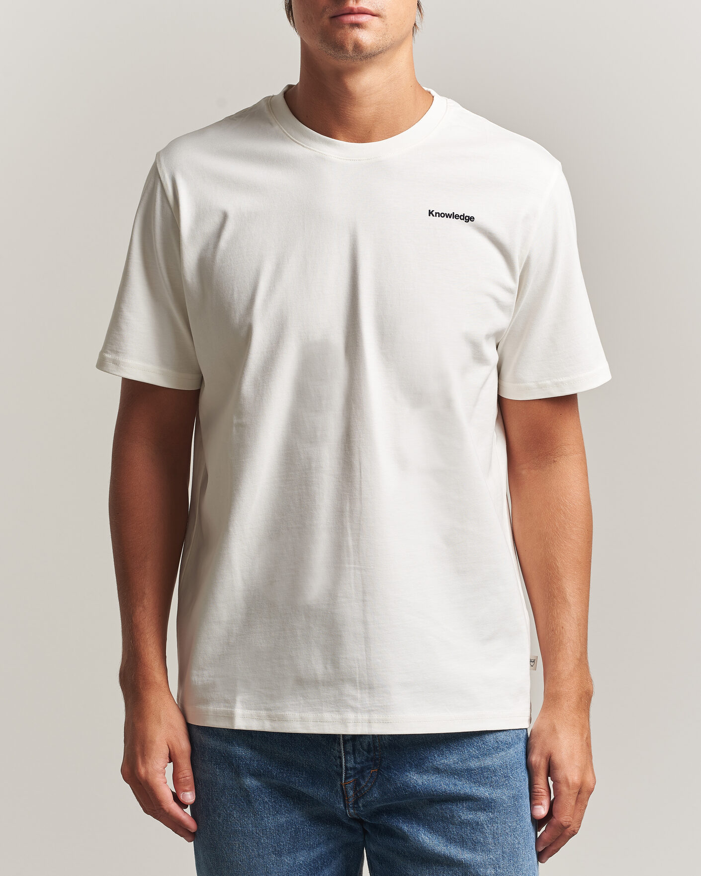 Herren | T-Shirts | KnowledgeCotton Apparel | Back Print T-Shirt Egret