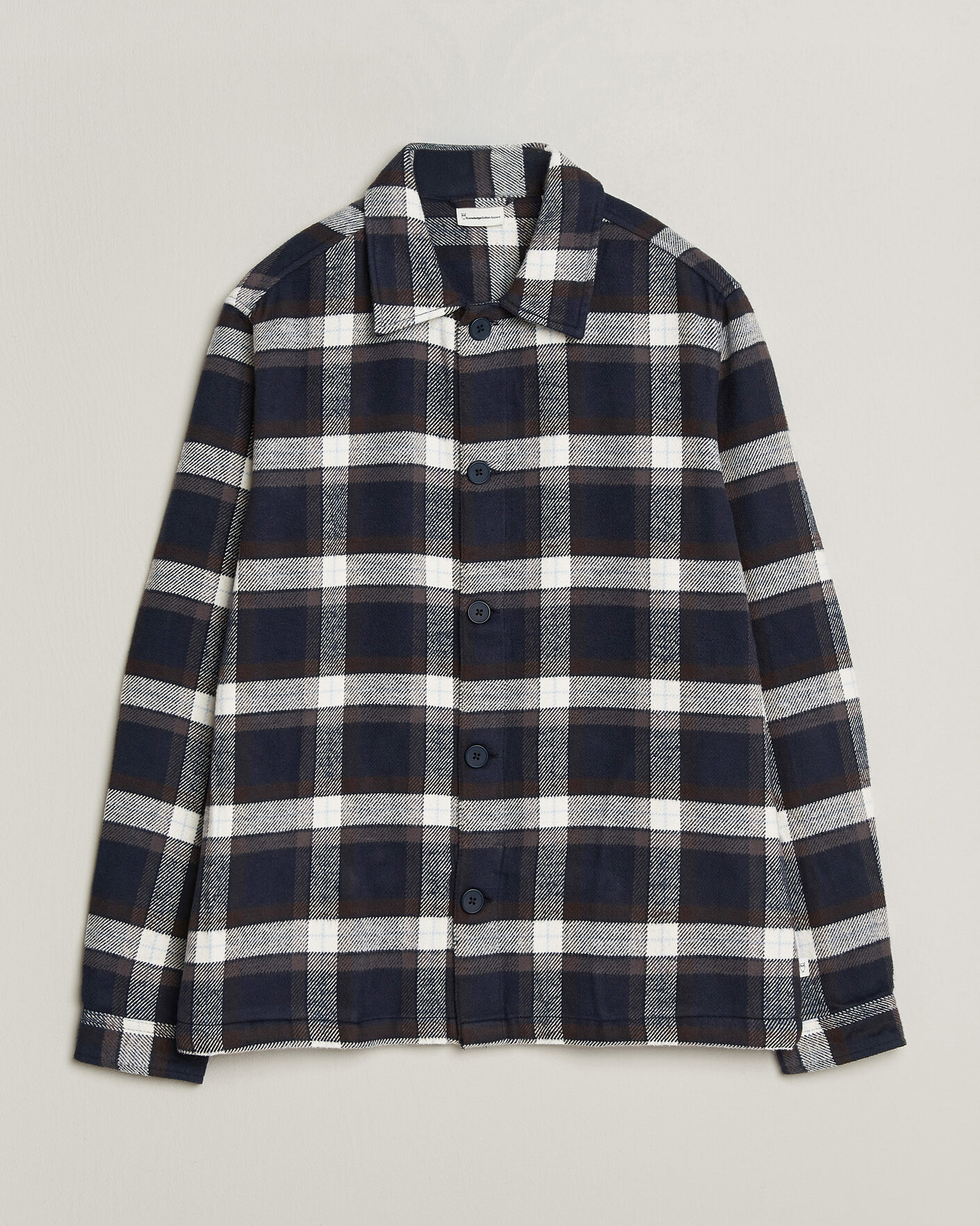 Herren | Hemden | KnowledgeCotton Apparel | Flannel Check Overshirt Navy