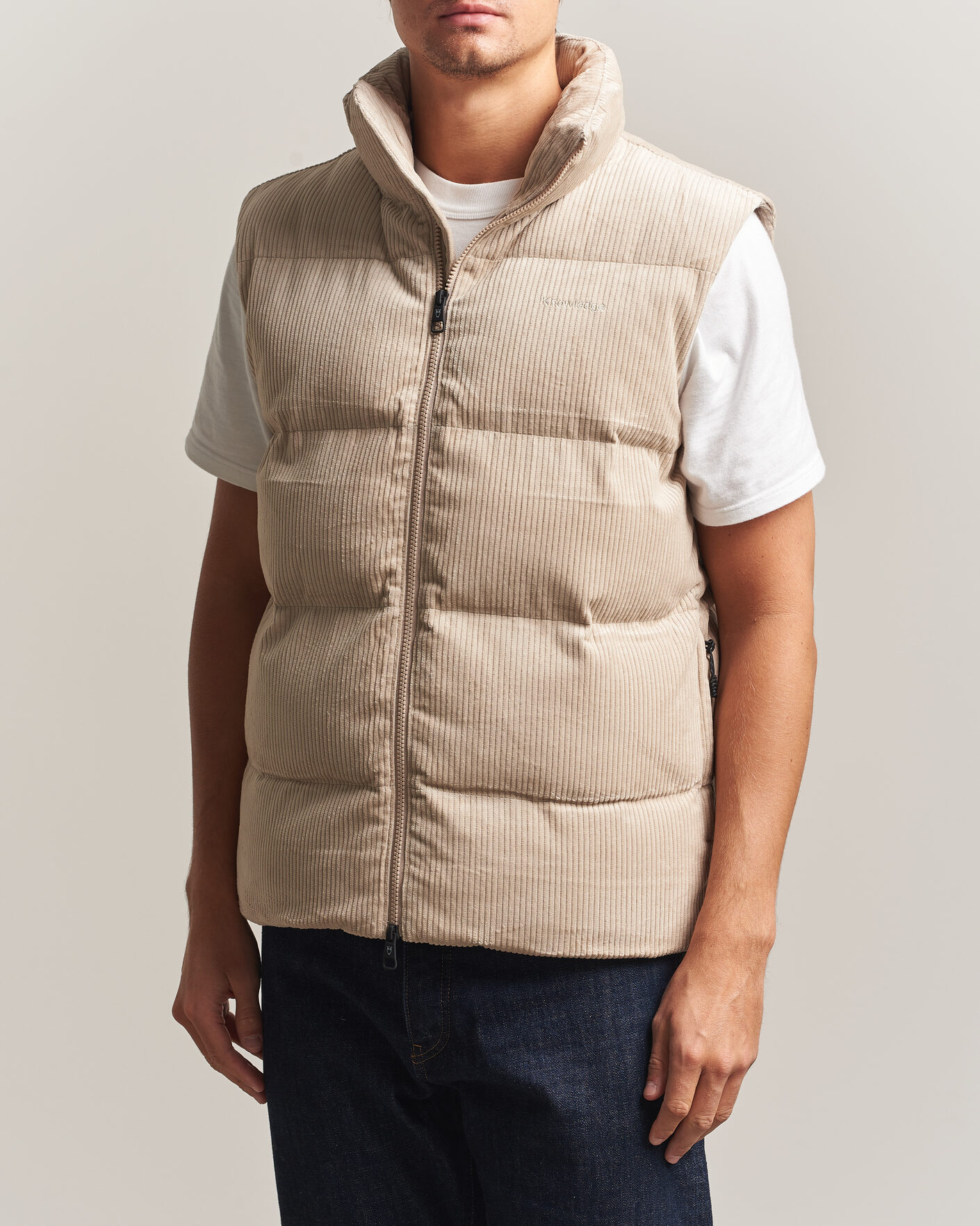 Herren | Westen | KnowledgeCotton Apparel | Corduroy Puffer Vest Light Feather Grey