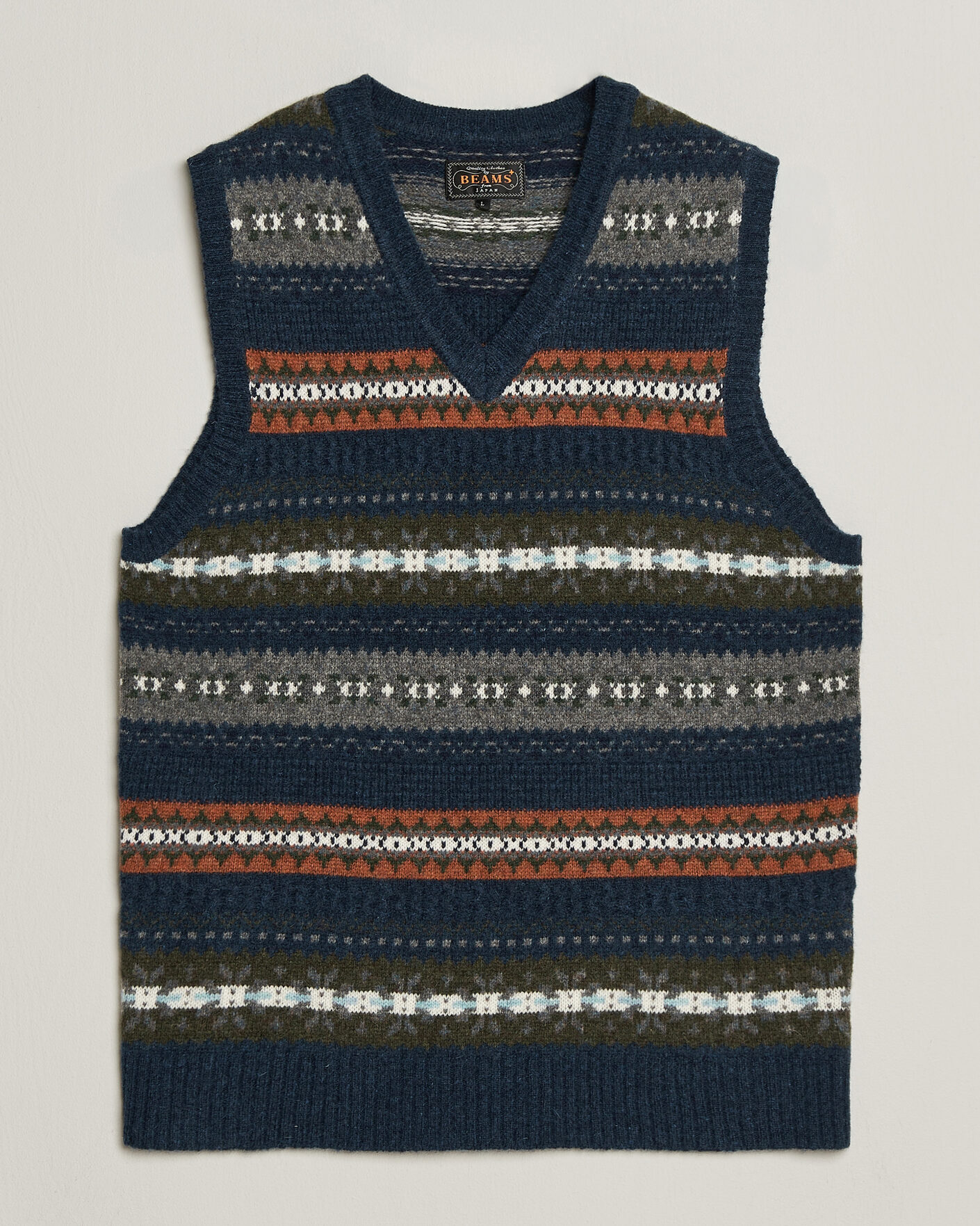 Herren | Pullover | BEAMS PLUS | Fair Isle Knit Vest Navy