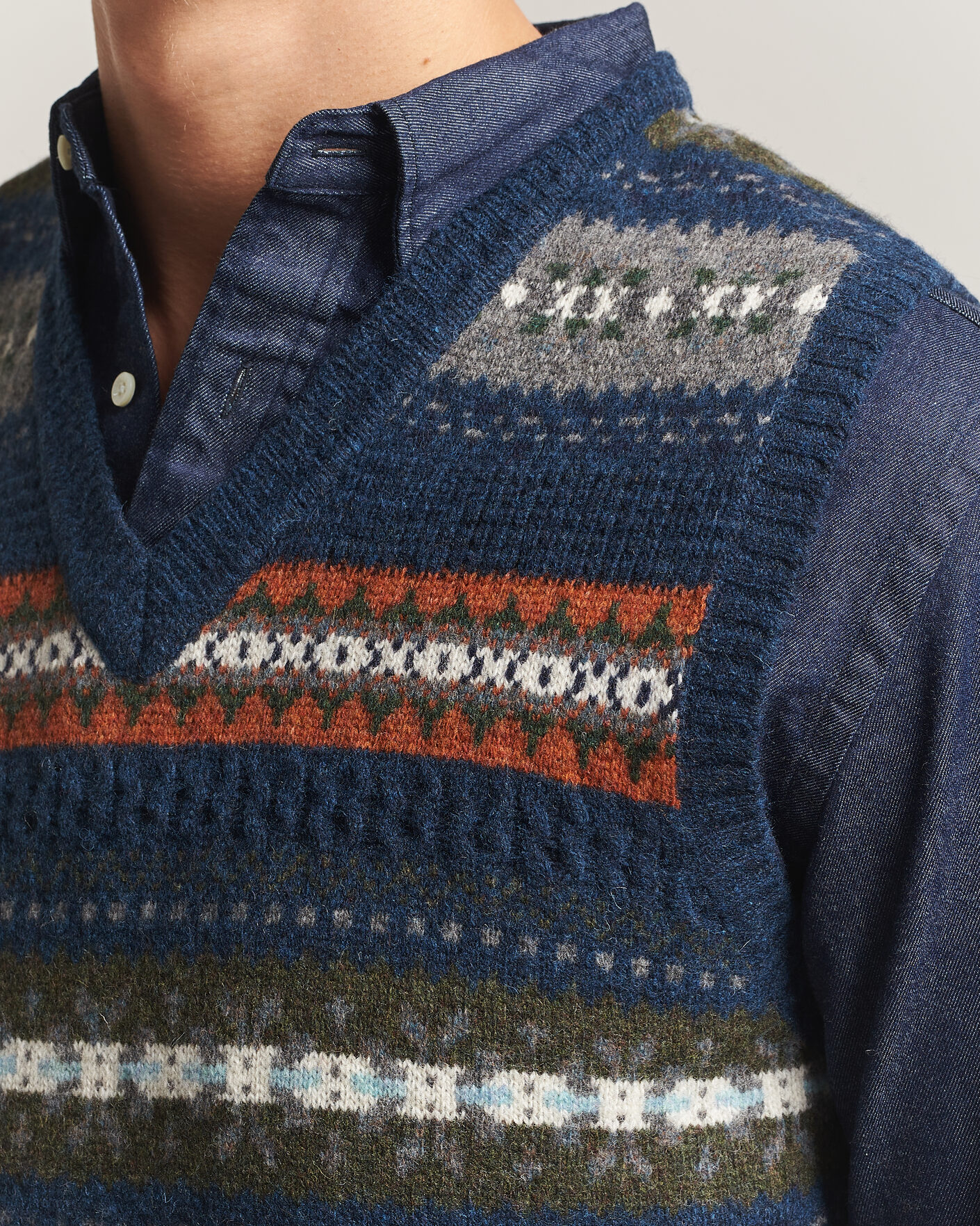 Herren | Pullover | BEAMS PLUS | Fair Isle Knit Vest Navy