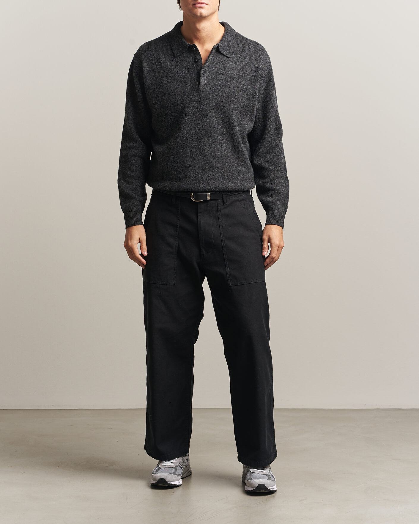 Herren | Pullover | BEAMS PLUS | Knitted Wool Polo Charcoal