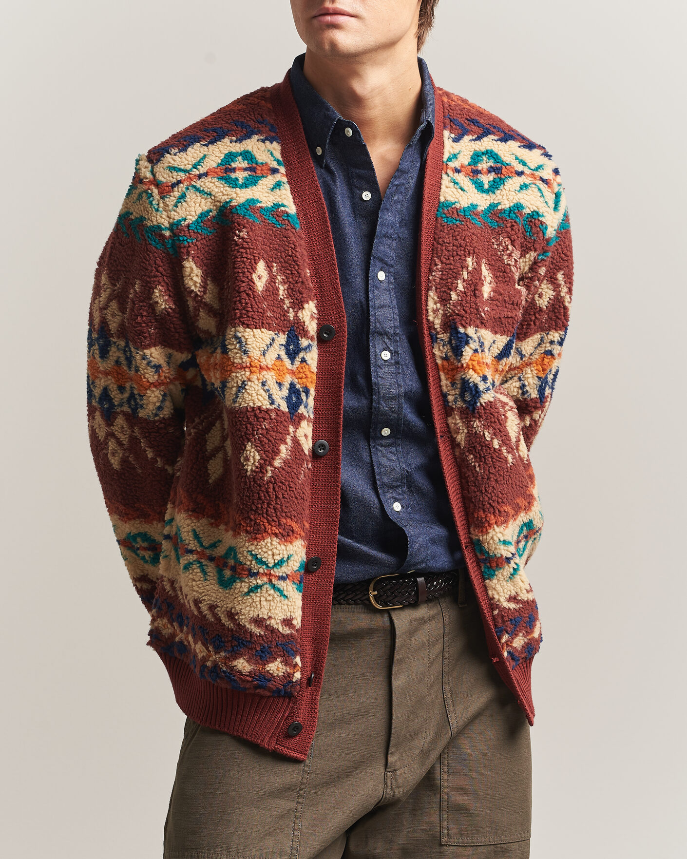 Herren | Pullover | BEAMS PLUS | Boa Jacquard Cardigan Brown