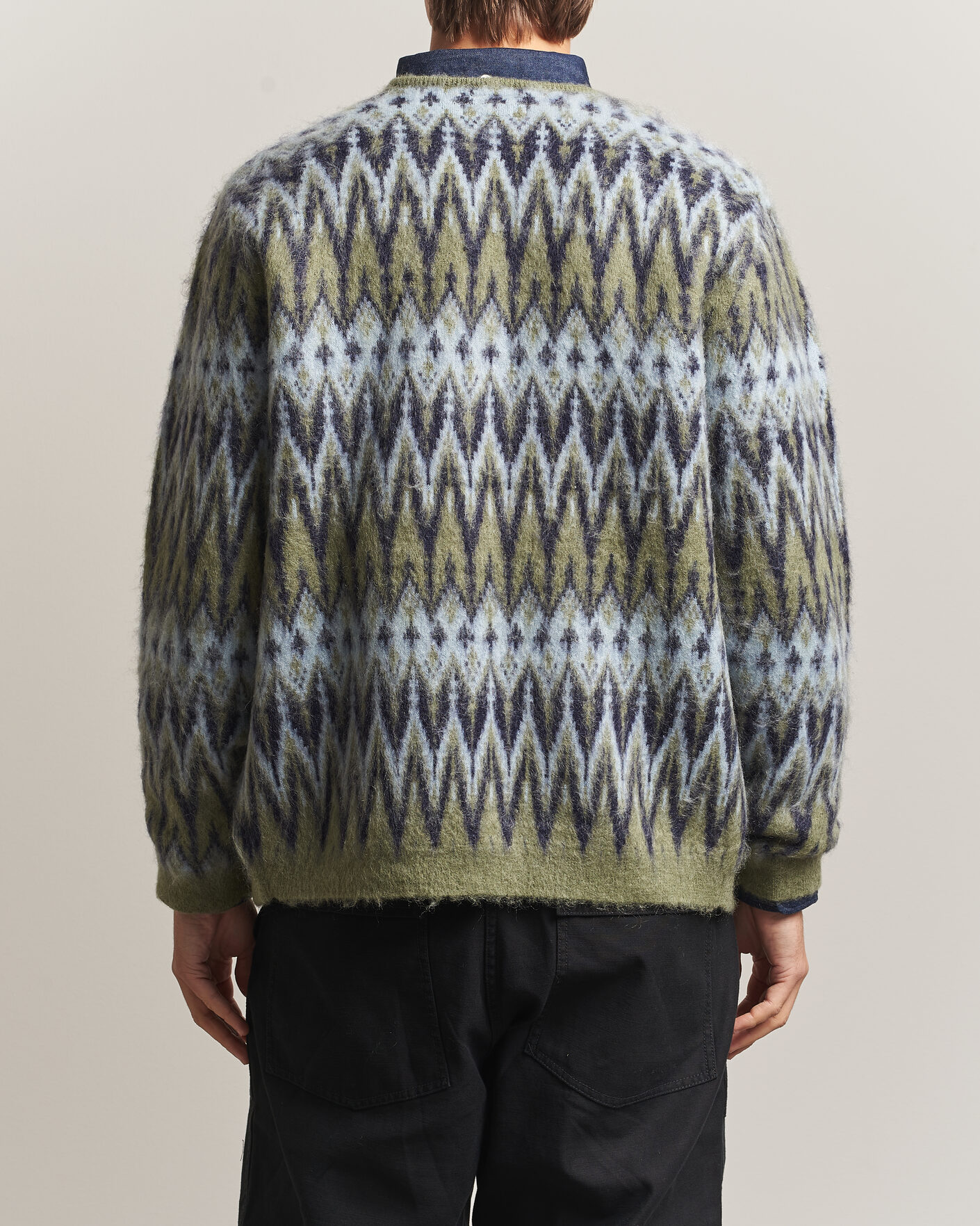 Herren | Pullover | BEAMS PLUS | Chevron Jacquard Cardigan Green/Grey