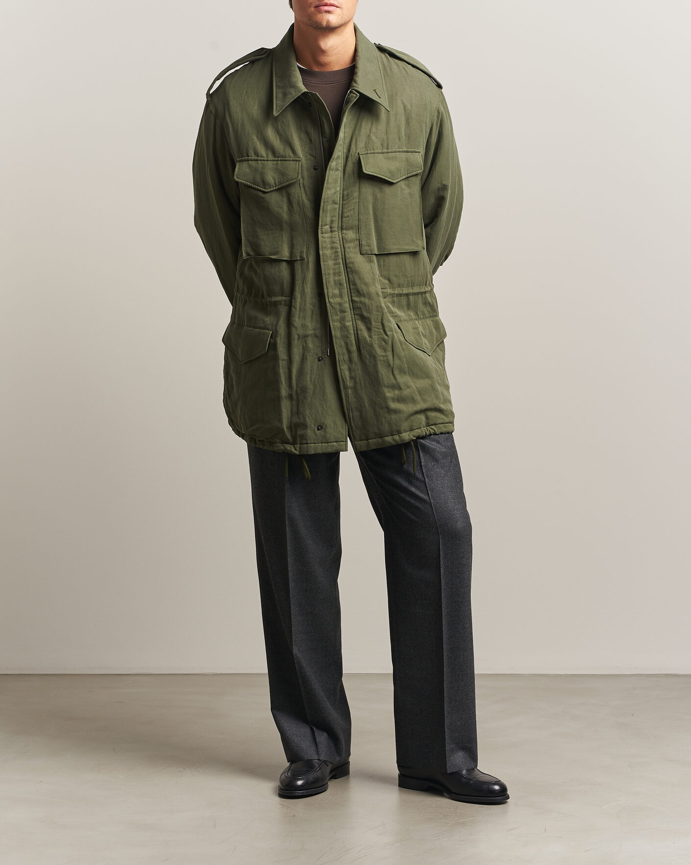 Herren | Jacken | Auralee | Brushed Padded Military Jacket Olive