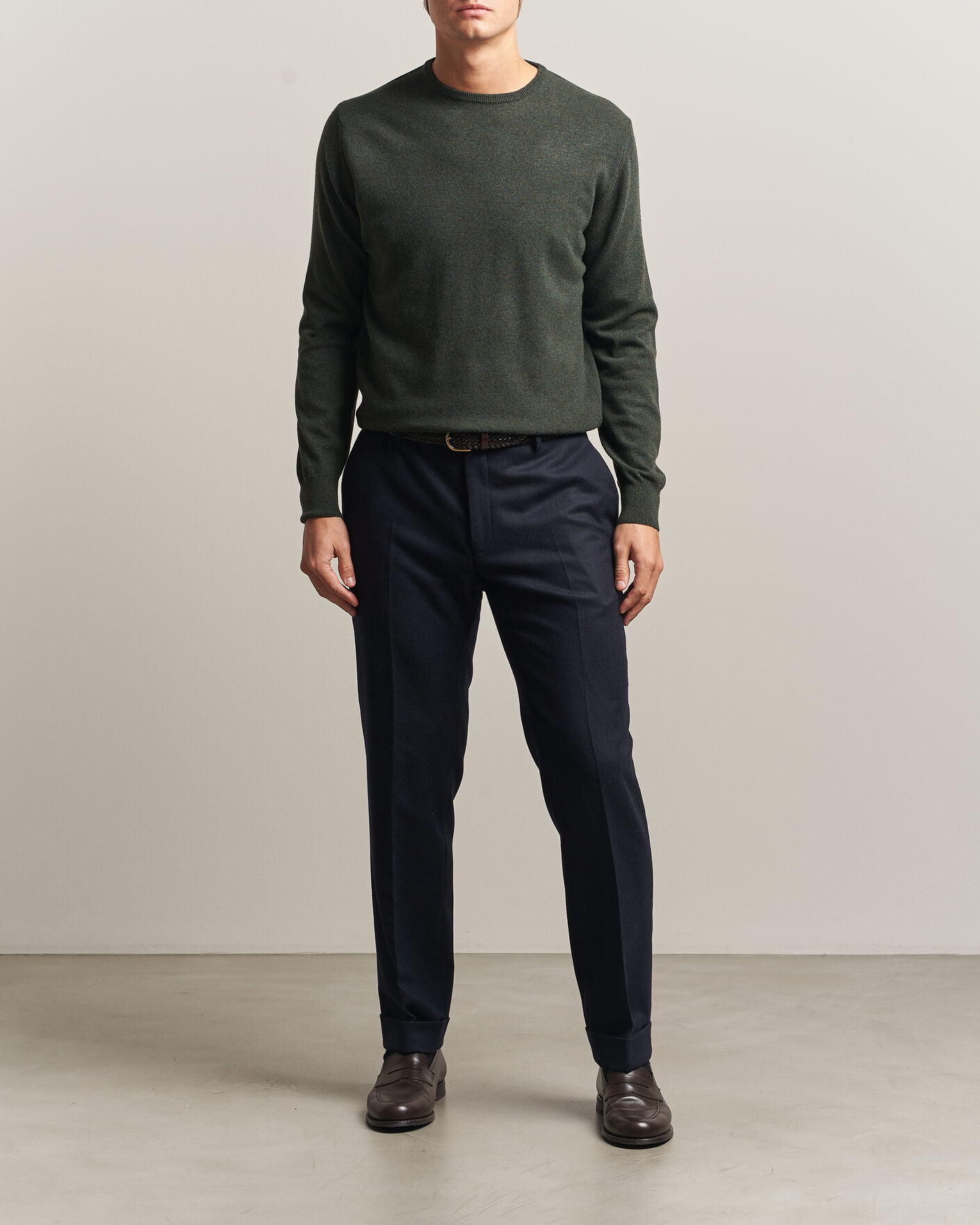 Herren | Pullover | Morgano | Wool/Cashmere Crewneck Dark Green