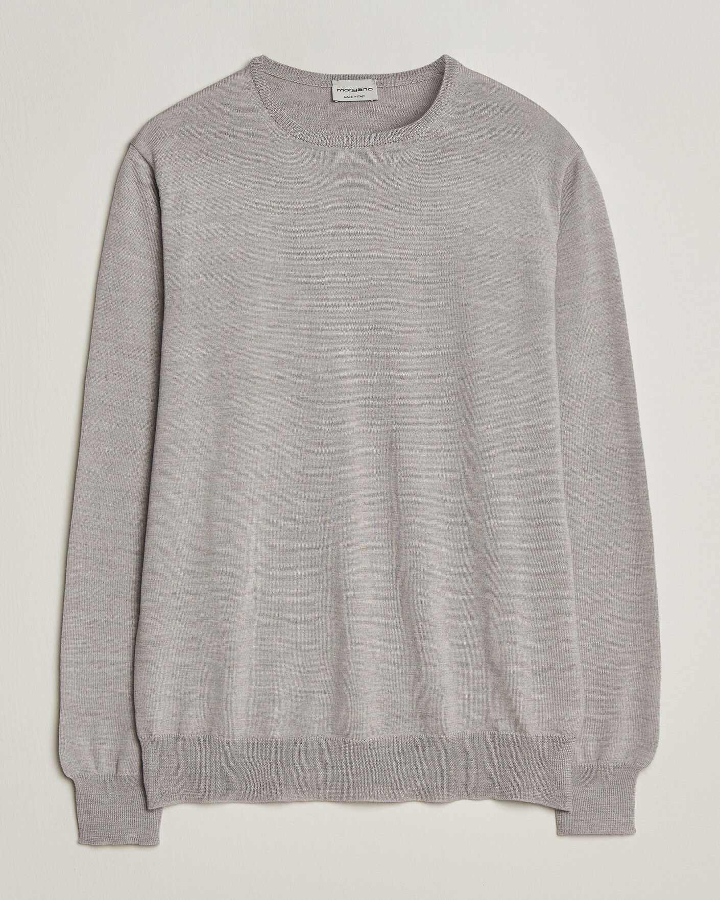 Herren | Pullover | Morgano | Extra Fine Merino Wool Crewneck Light Grey