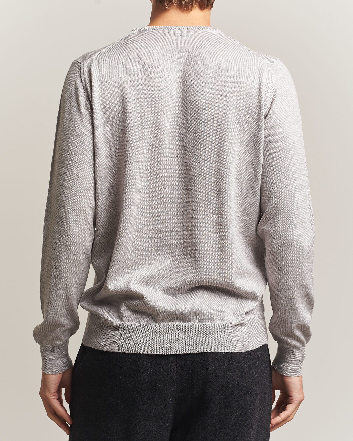 Herren | Pullover | Morgano | Extra Fine Merino Wool Crewneck Light Grey