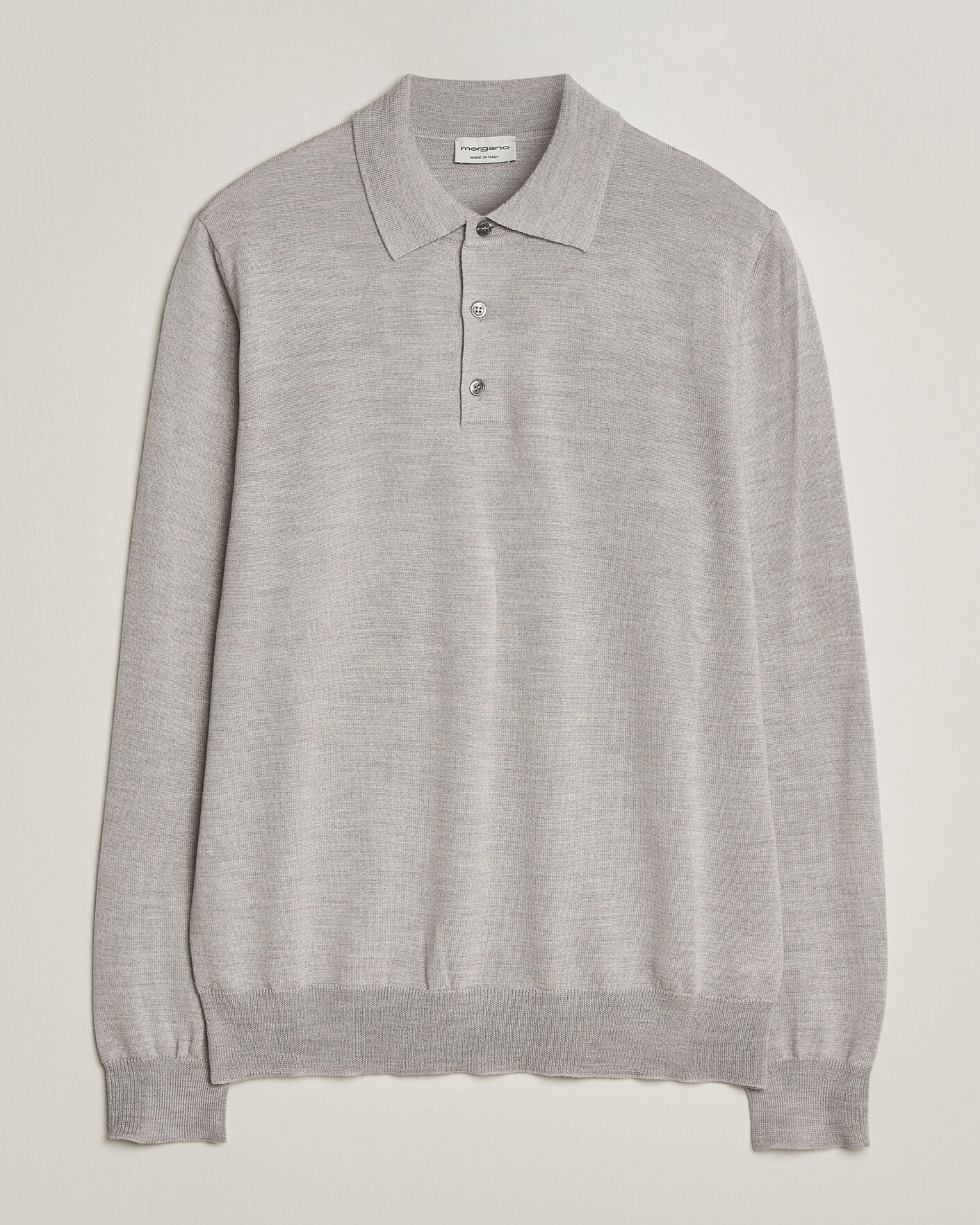 Herren | Pullover | Morgano | Extra Fine Merino Wool Polo Light Grey