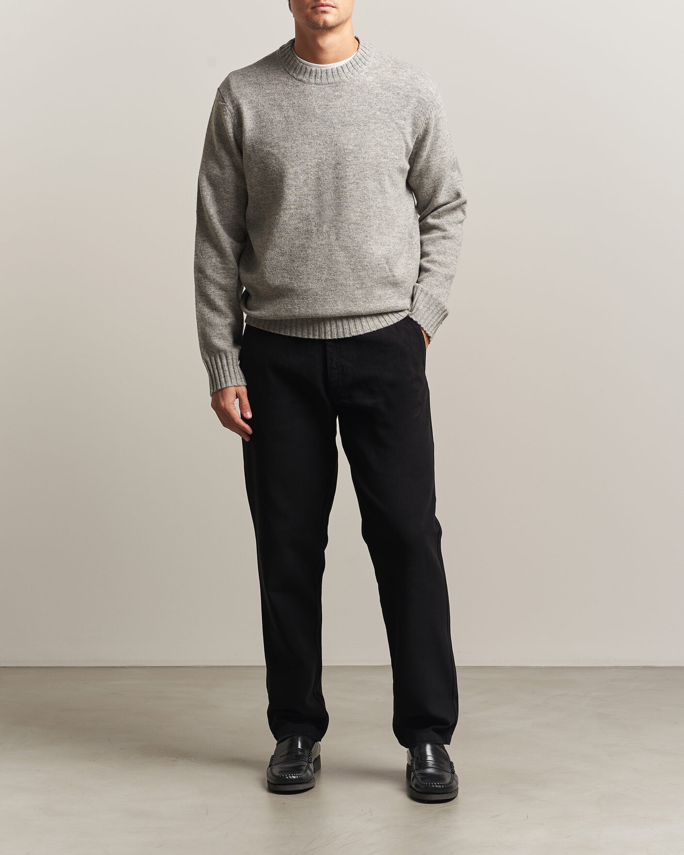 Herren | Pullover | A Day's March | Marlow Lambswool Sweater Grey Melange