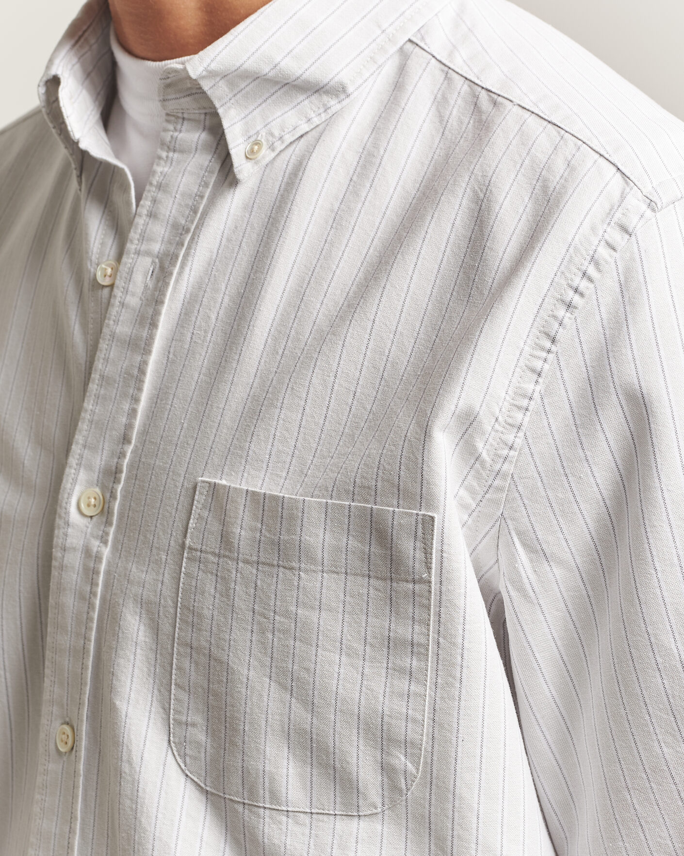 Herren | Hemden | A Day's March | Classic Flag Striped Oxford Shirt Grey/White