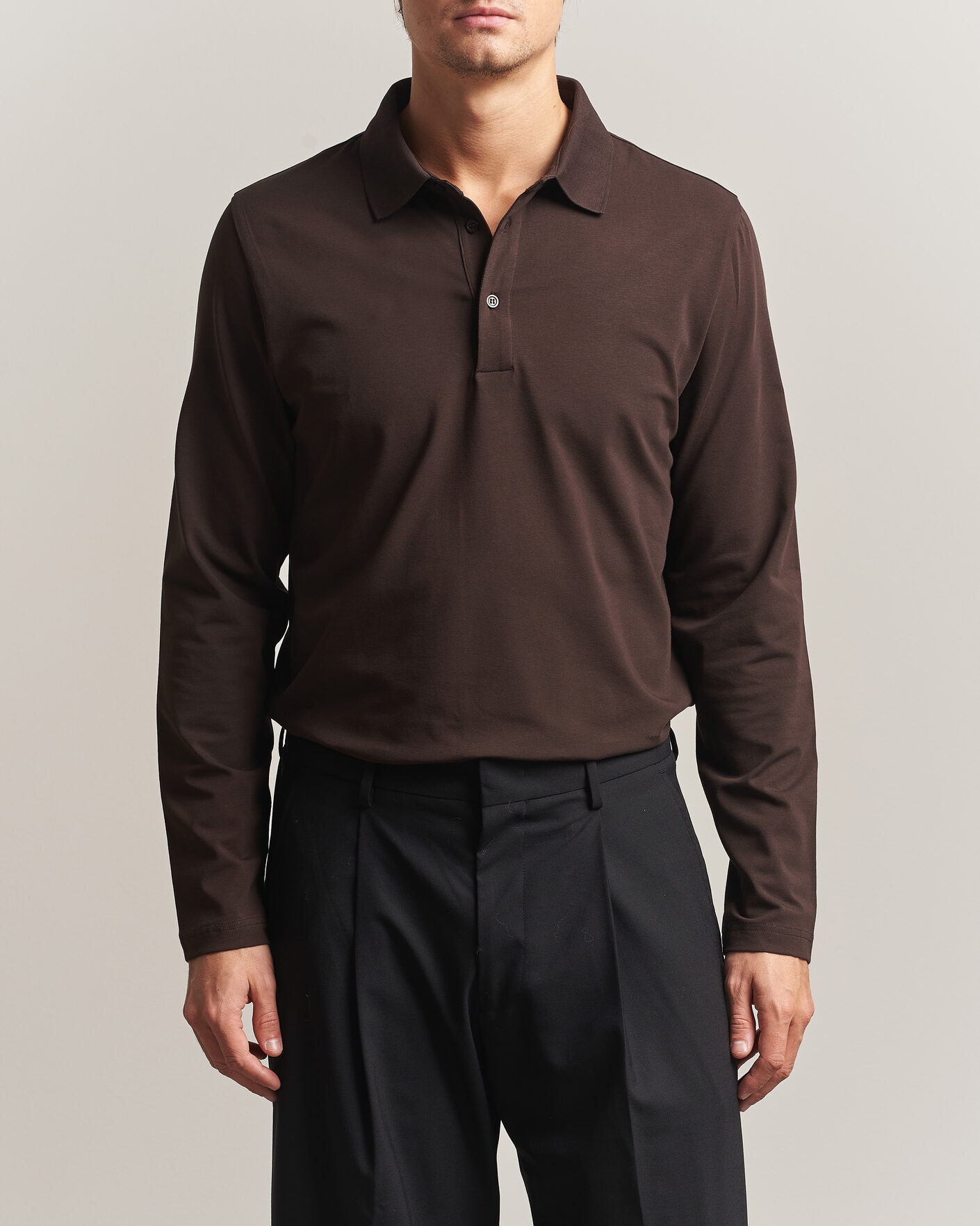 Herren | Poloshirts | Filippa K | Luke Lycra Polo Shirt Dark Chocolate
