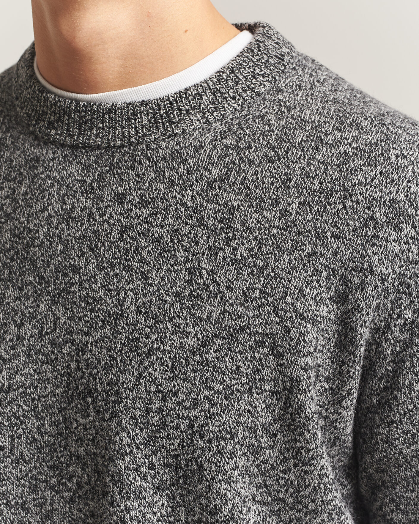 Herren | Pullover | Samsøe Samsøe | Isak Knitted Crew Neck Black White Melange