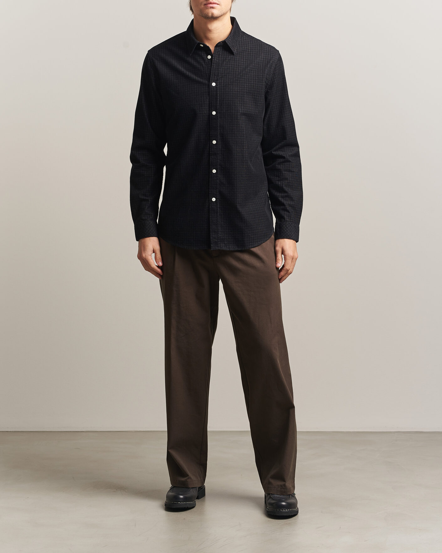 Herren | Hemden | Samsøe Samsøe | Liam Baby Cord Checked Shirt Black
