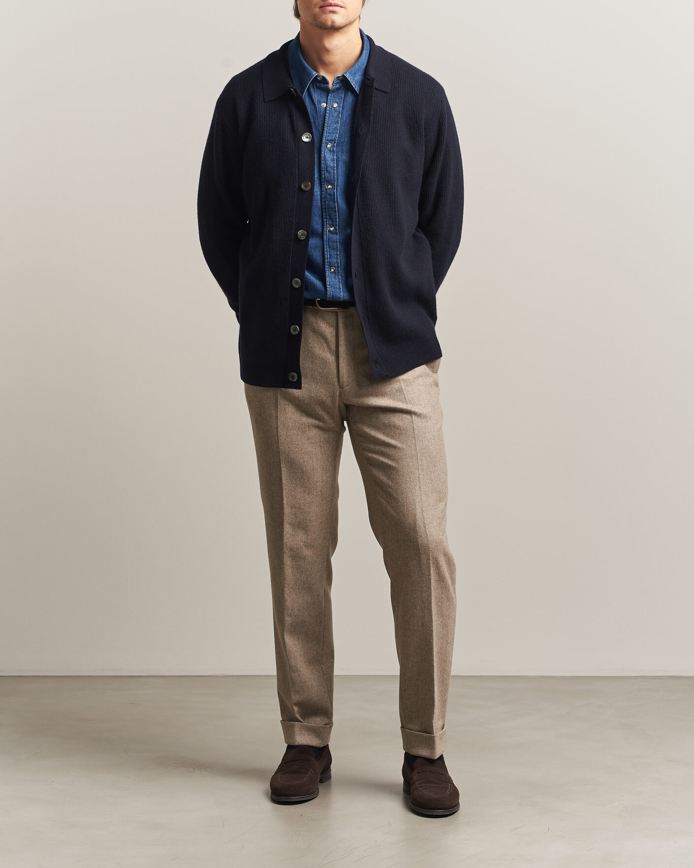 Herren | Pullover | Oscar Jacobson | Federico Wool/Cashmere Cardigan Navy
