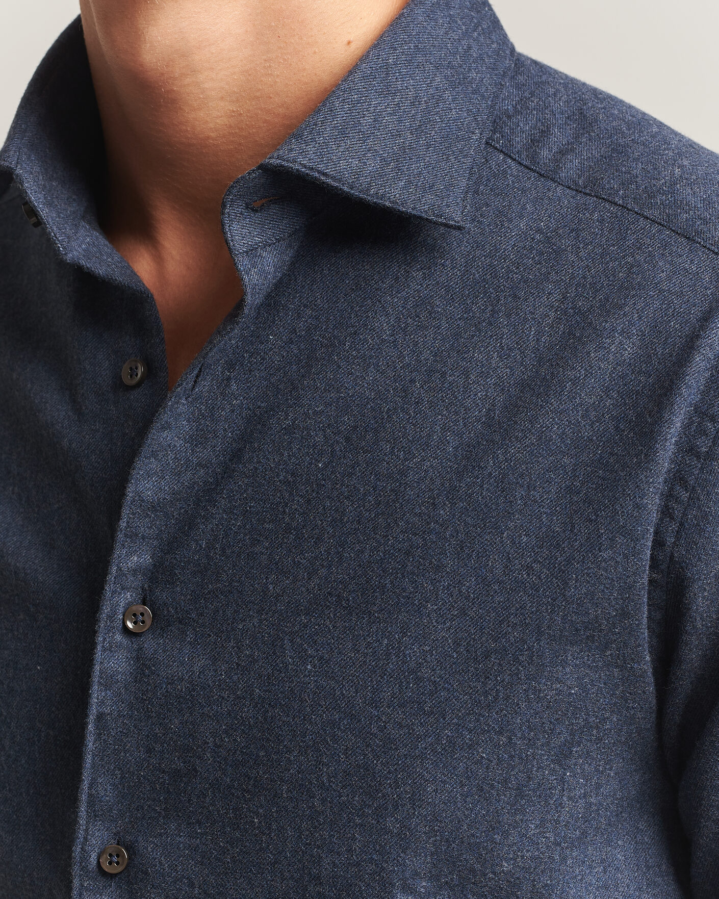 Herren | Hemden | Stenströms | Slimline Flannel Shirt Navy