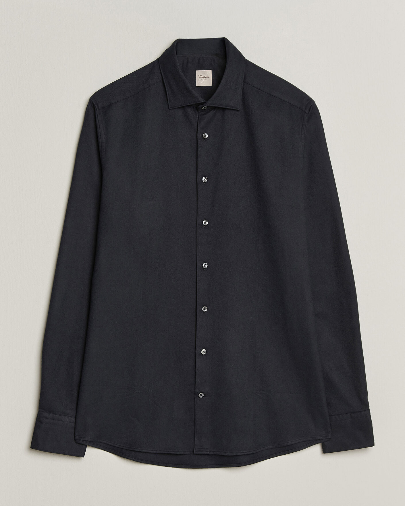 Herren | Hemden | Stenströms | Slimline Flannel Shirt Black