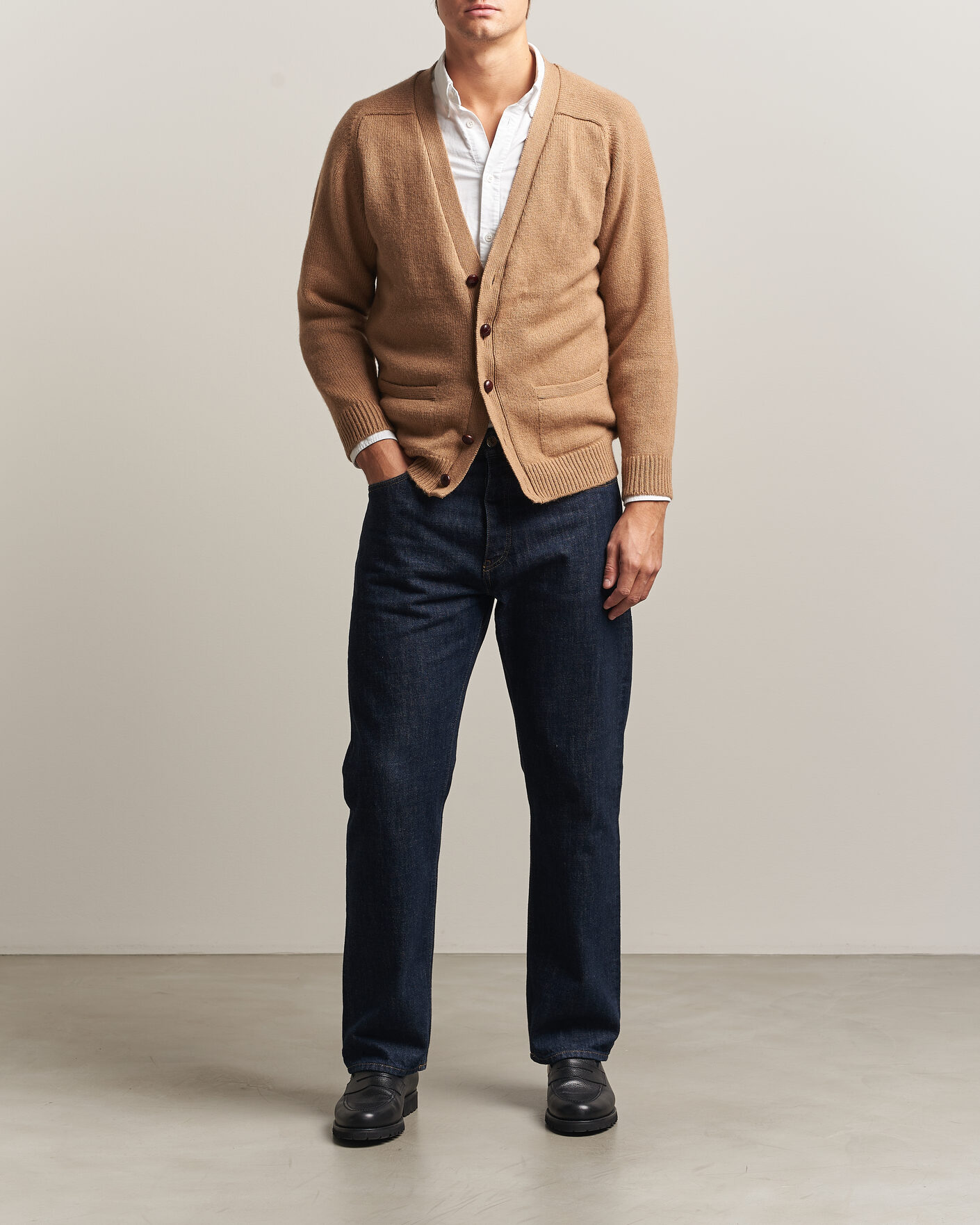 Herren | Pullover | William Lockie | Datchet Camelhair Cardigan Natural Brown