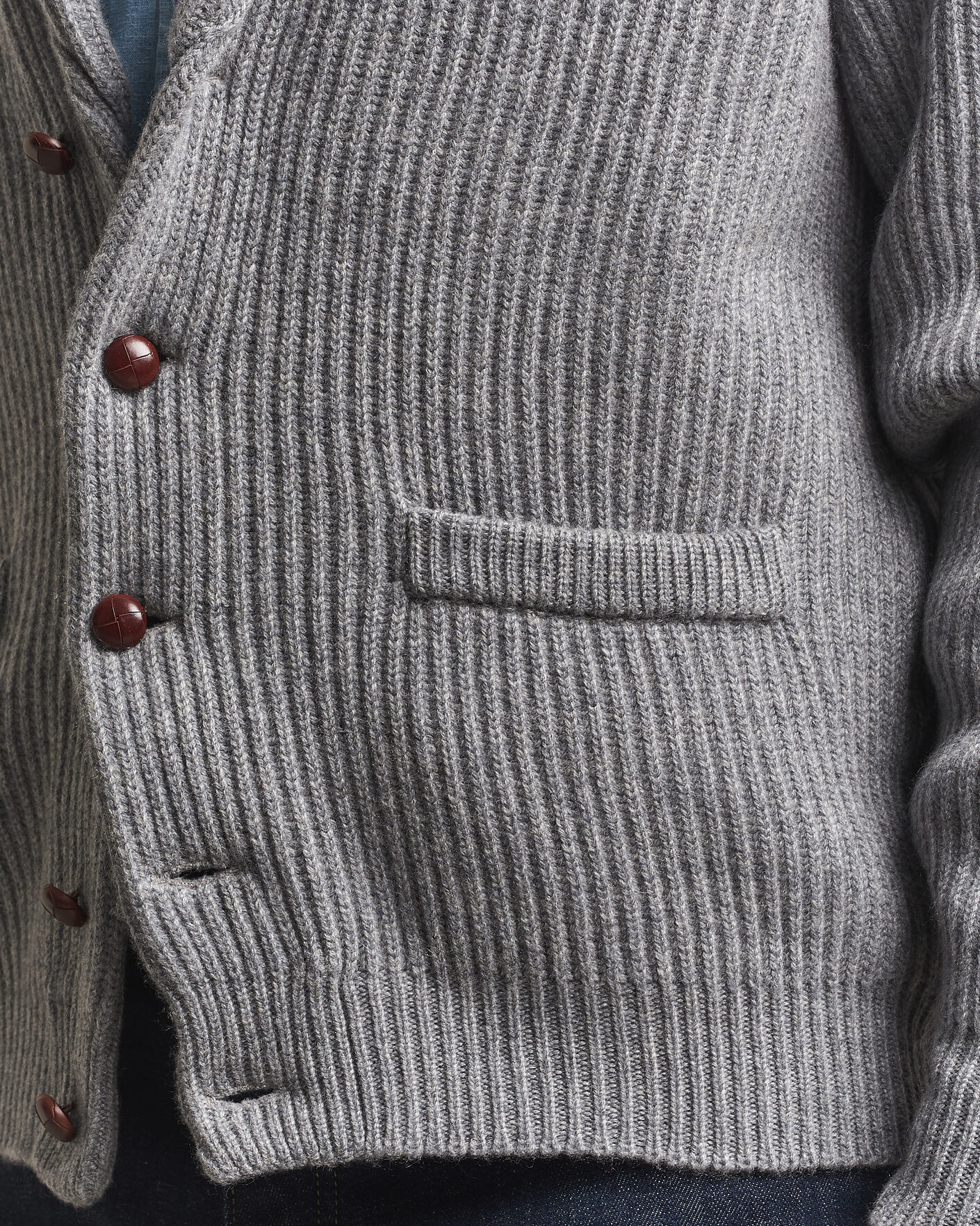 Herren | Pullover | William Lockie | Windsor Cashmere Shawl Cardigan Flannel Grey