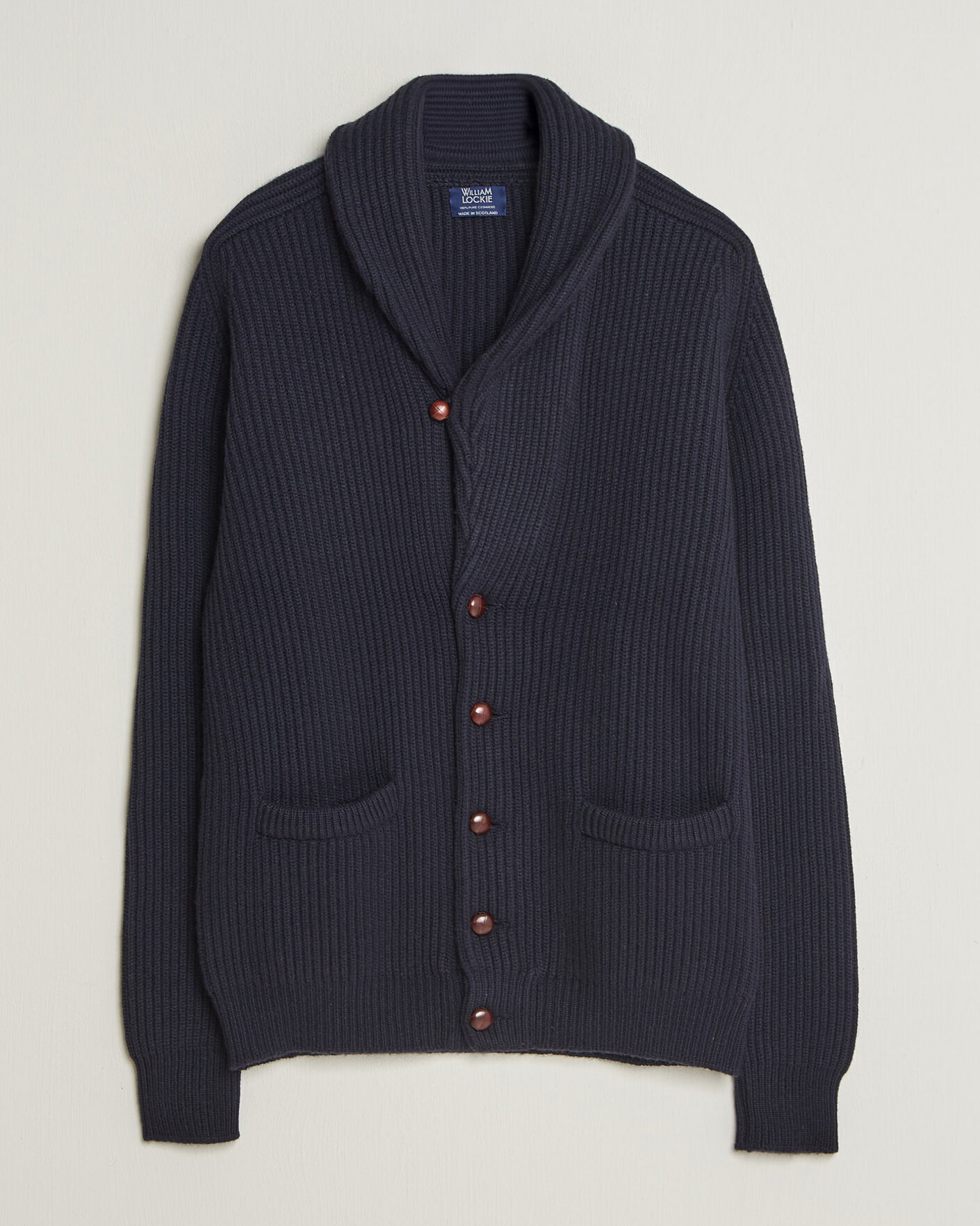 Herren | Pullover | William Lockie | Windsor Cashmere Shawl Cardigan Navy