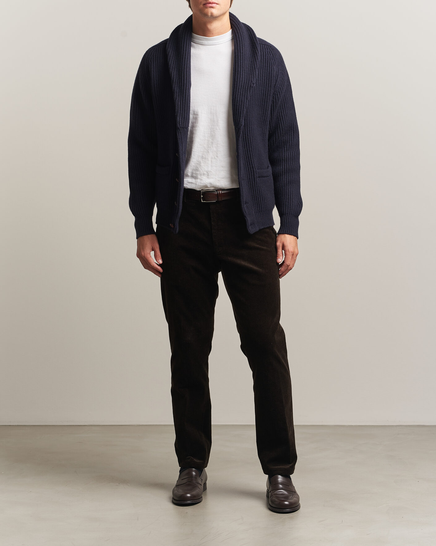 Herren | Pullover | William Lockie | Windsor Cashmere Shawl Cardigan Navy