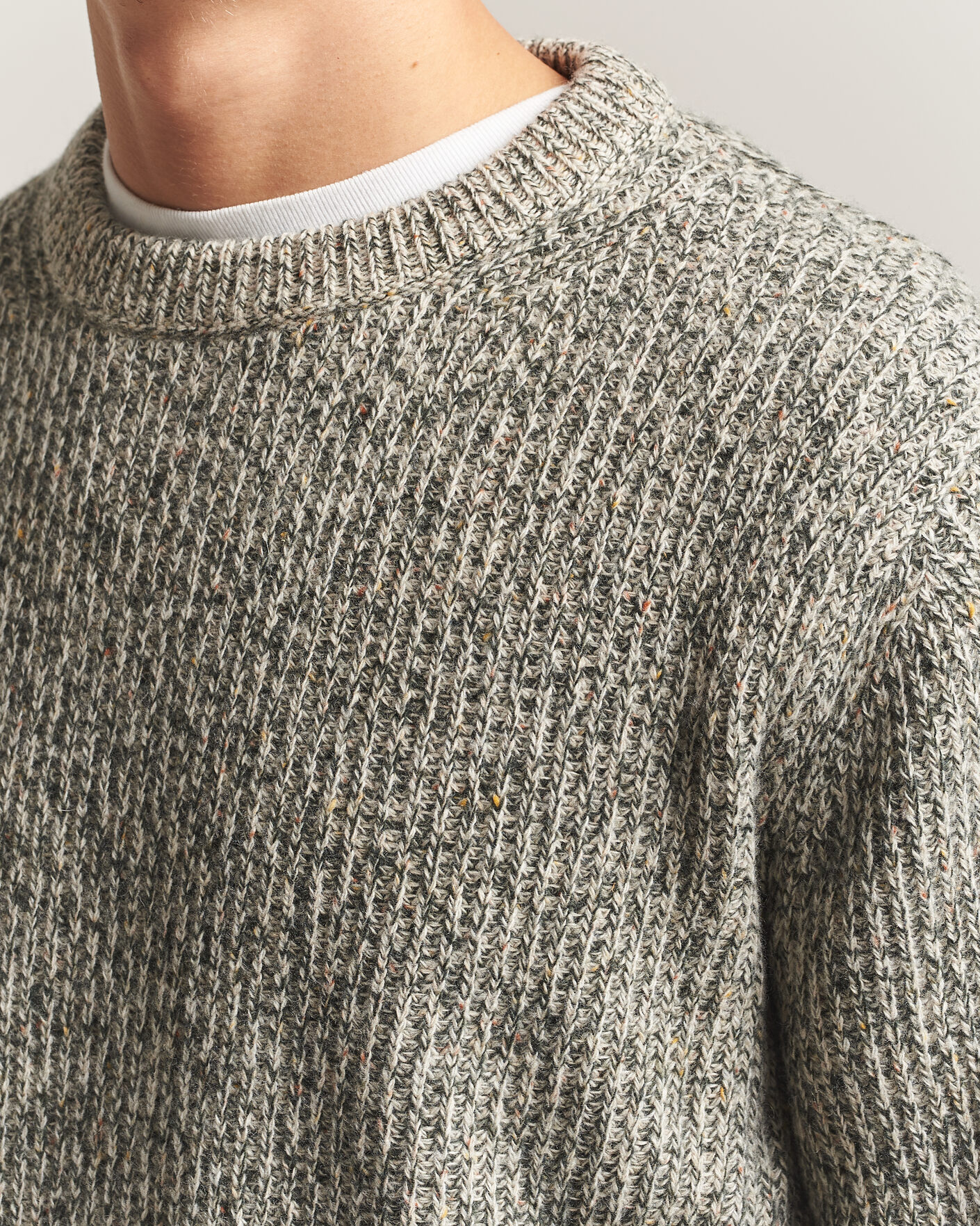 Herren | Pullover | Nudie Jeans | August Wool Rib Knitted Sweater Green Melange