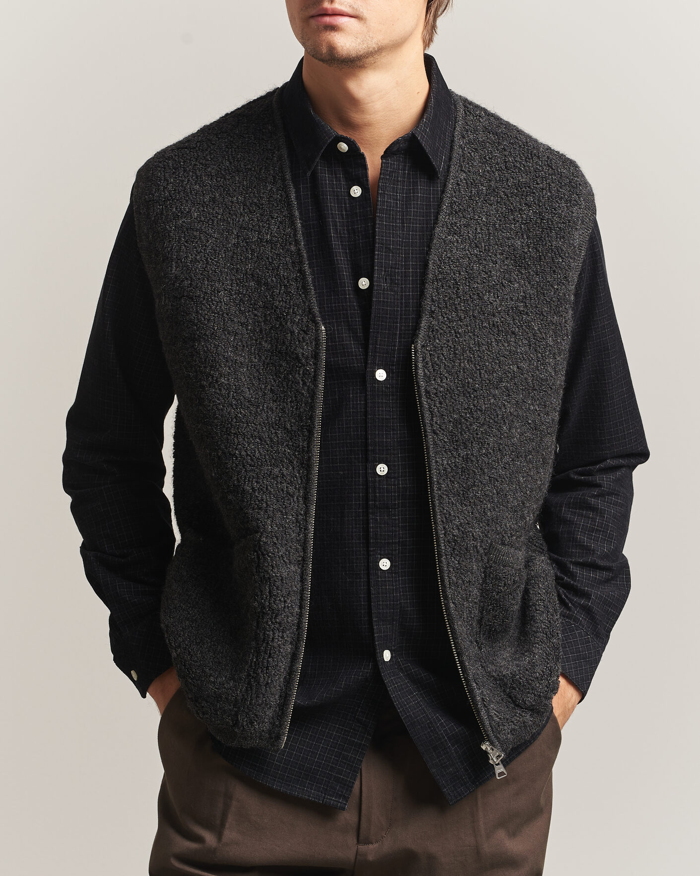Herren | Westen | NN07 | Mads Wool Fleece Vest Antracite Melange