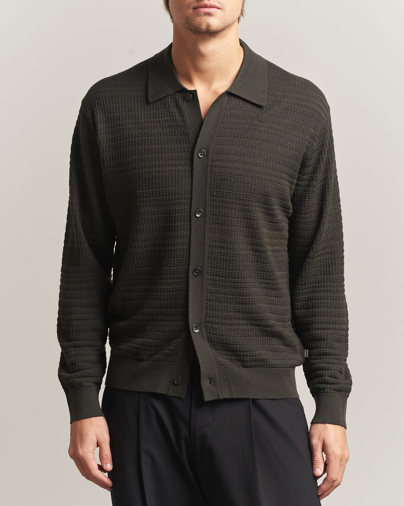 Herren | Pullover | NN07 | Nate Wool Knitted Cardigan Dark Army