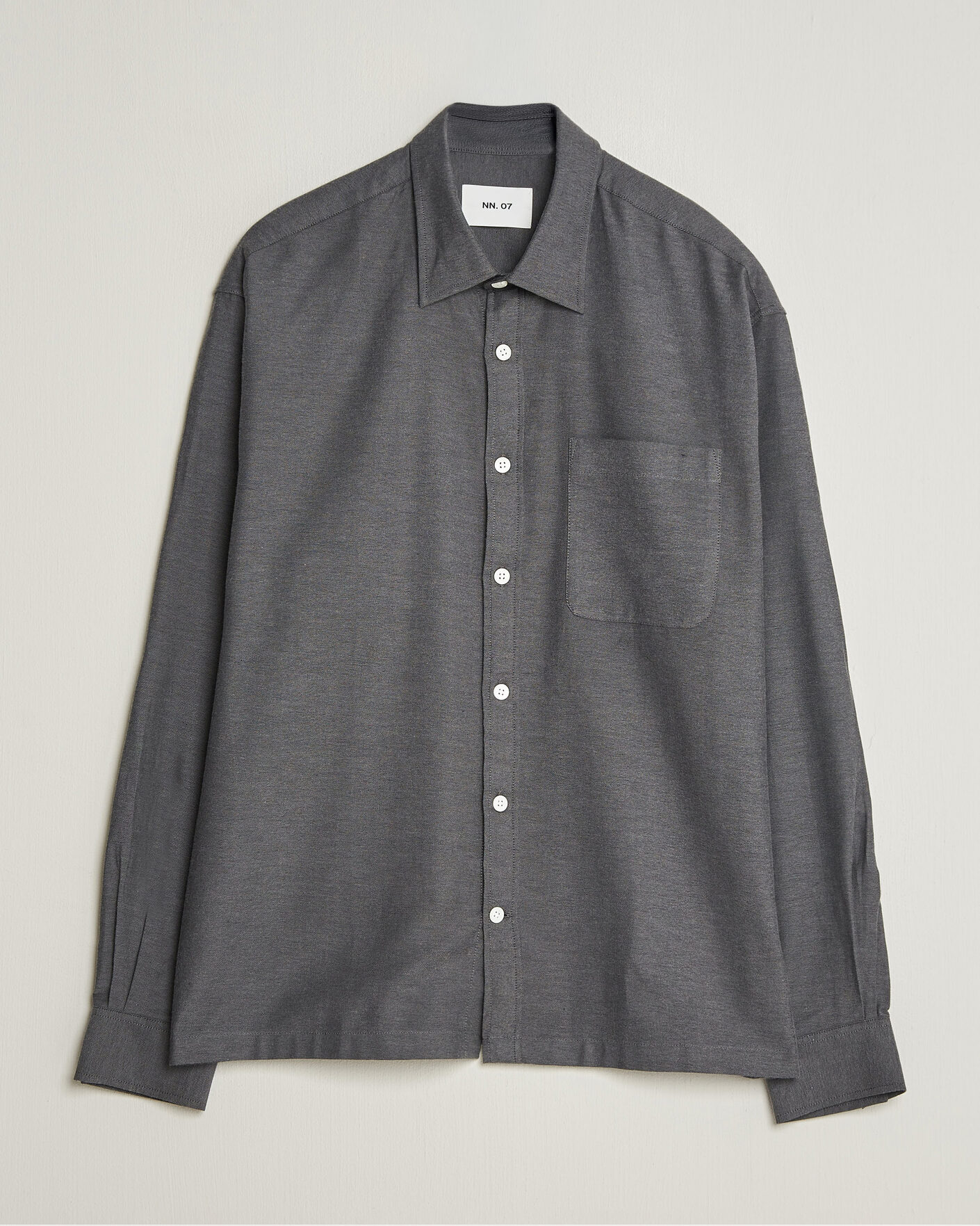 Herren | Hemden | NN07 | Deon Brushed Light Flannel Shirt Dark Grey