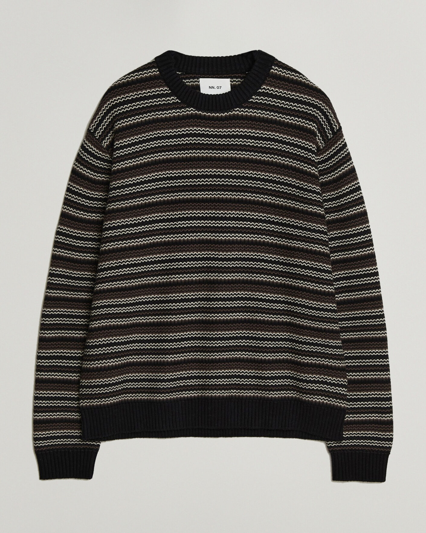 Herren | Pullover | NN07 | Russel Wool/Cotton Striped Sweater Black Multi