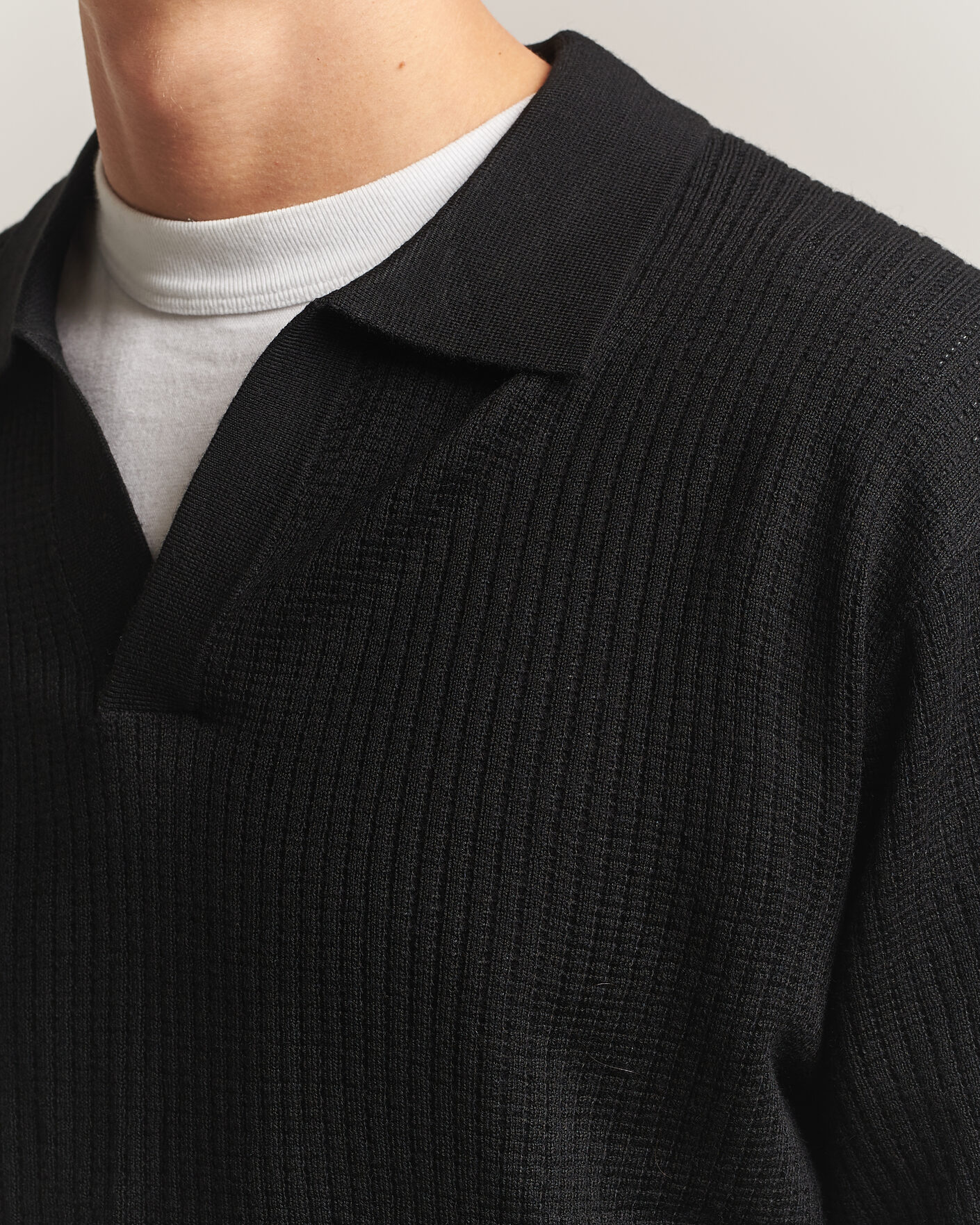 Herren | Pullover | NN07 | Nate Wool Knitted Polo Black