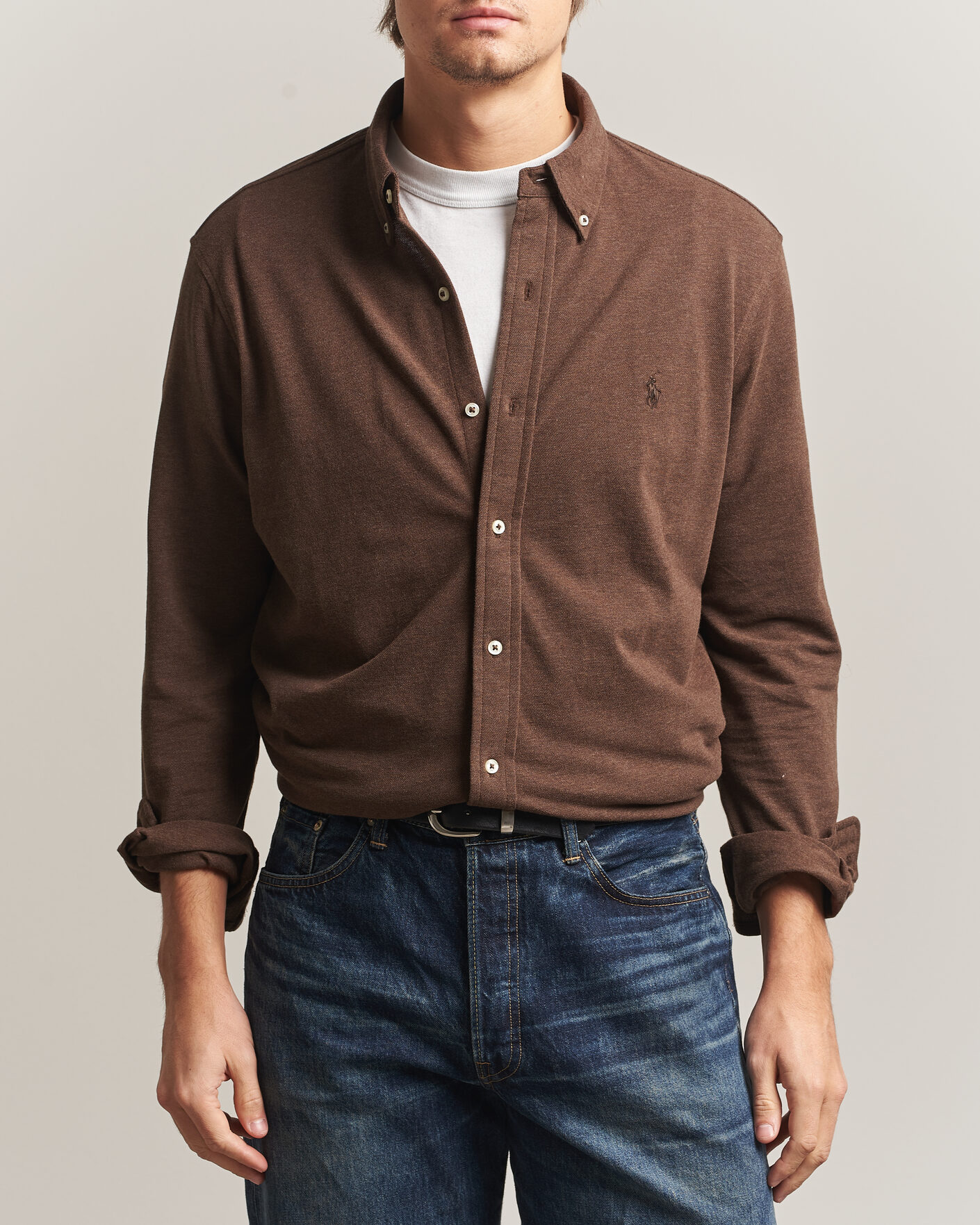 Herren | Poloshirts | Polo Ralph Lauren | Featherweight Mesh Shirt Nutmeg Brown Heather