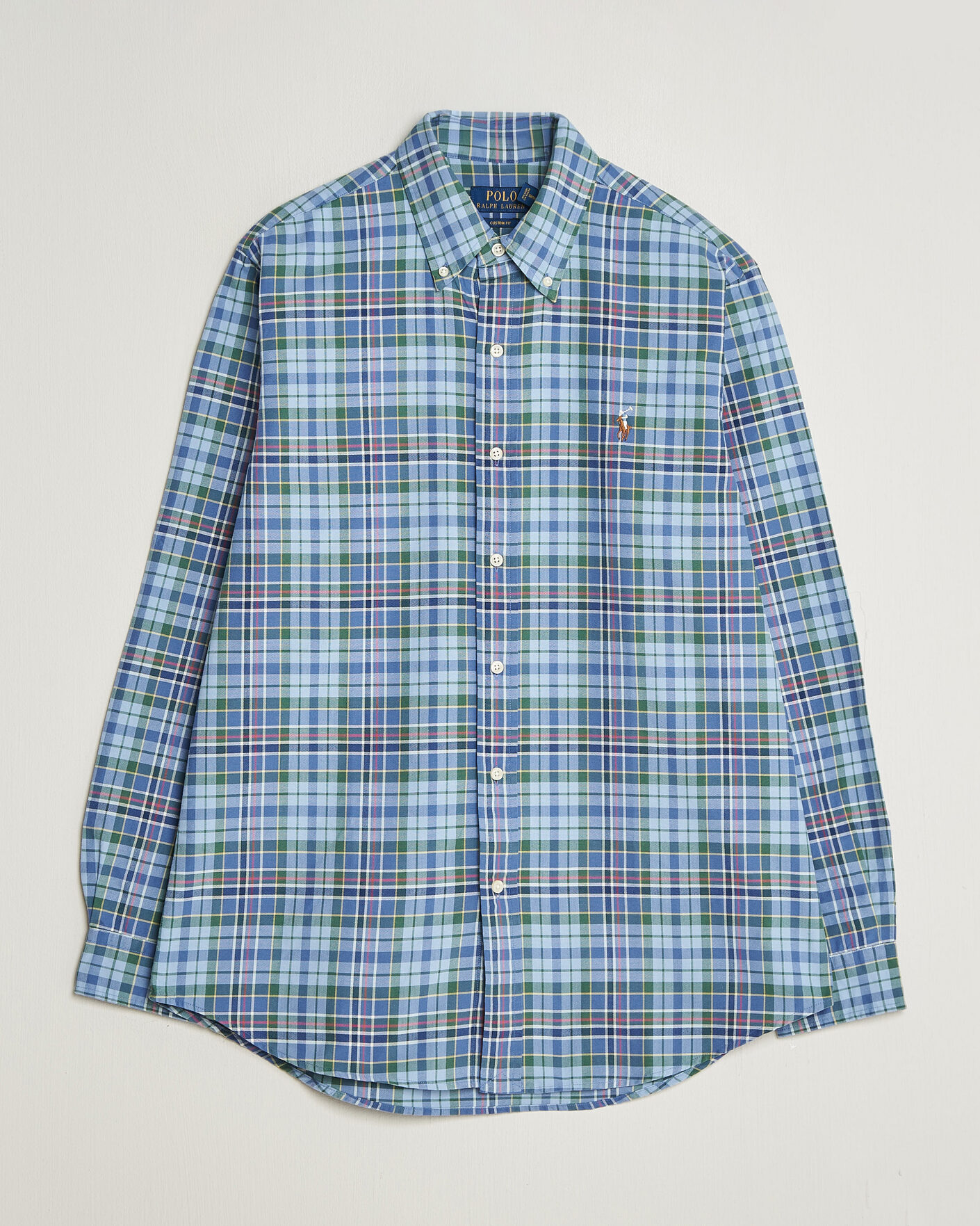 Herren | Hemden | Polo Ralph Lauren | Custom Slim Fit Check Oxford Shirt Blue Dusty/Green