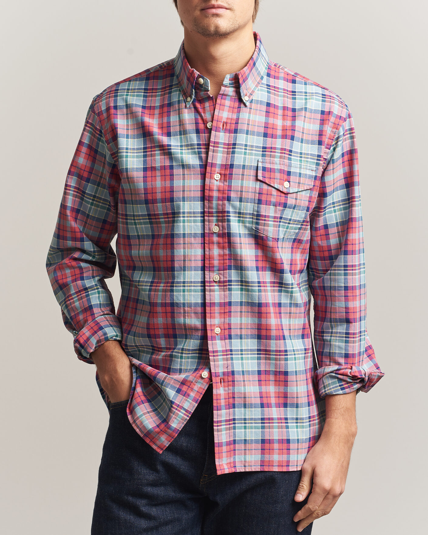 Herren | Hemden | Polo Ralph Lauren | Classic Fit Checked Oxford Sport Shirt Red Dusty Blue