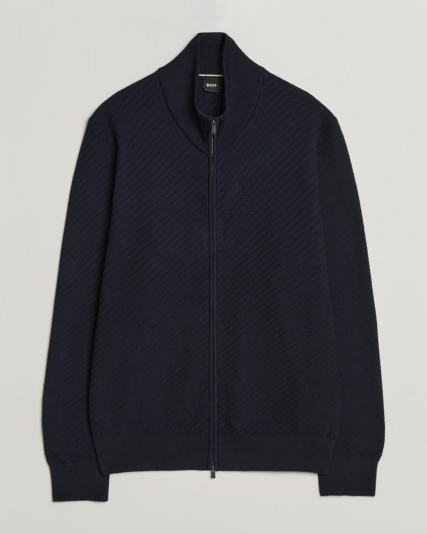 Herren | Pullover | BOSS BLACK | Loretti Cotton Knitted Full Zip Dark Blue