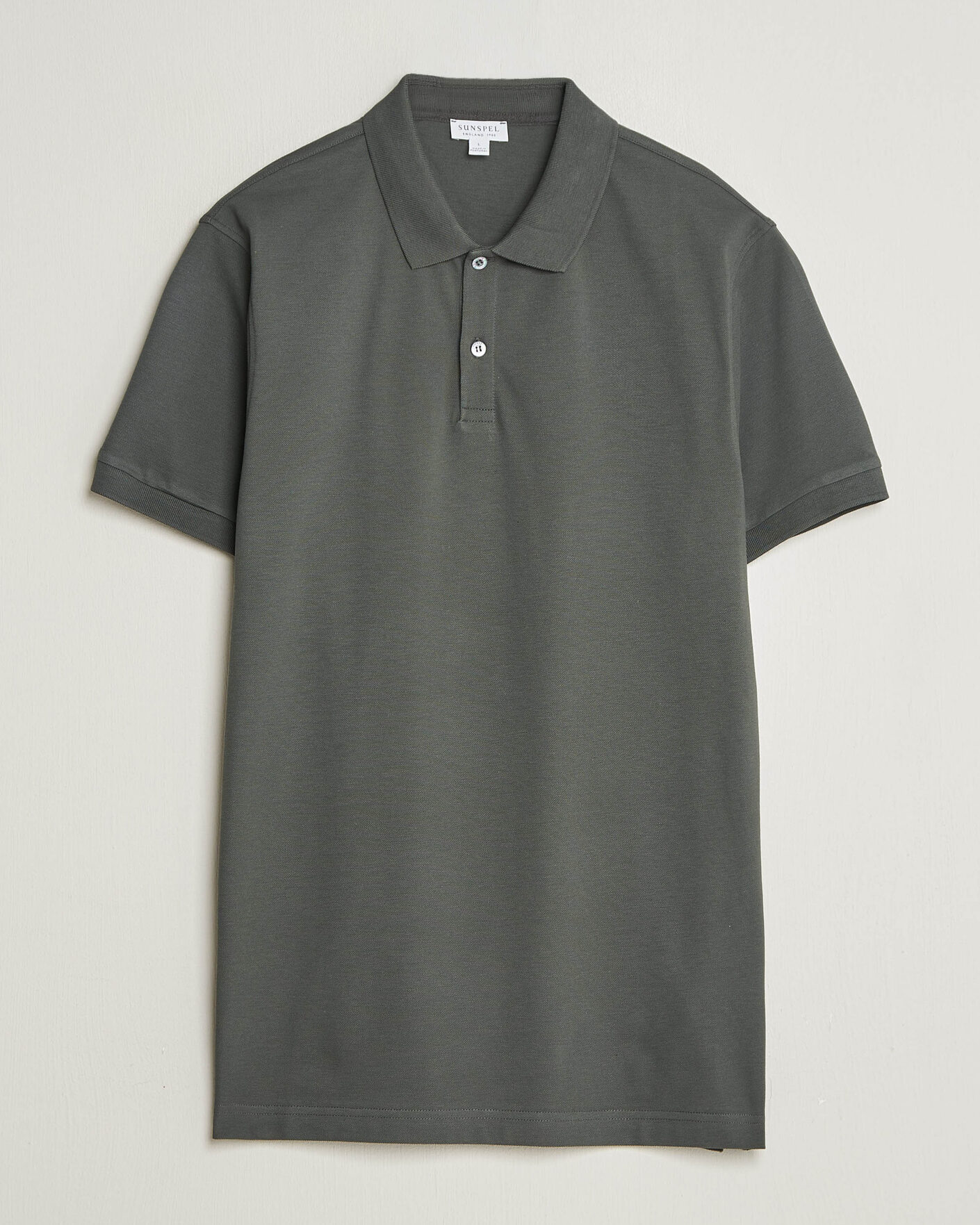 Herren | Poloshirts | Sunspel | Short Sleeve Pique Polo Slate Green