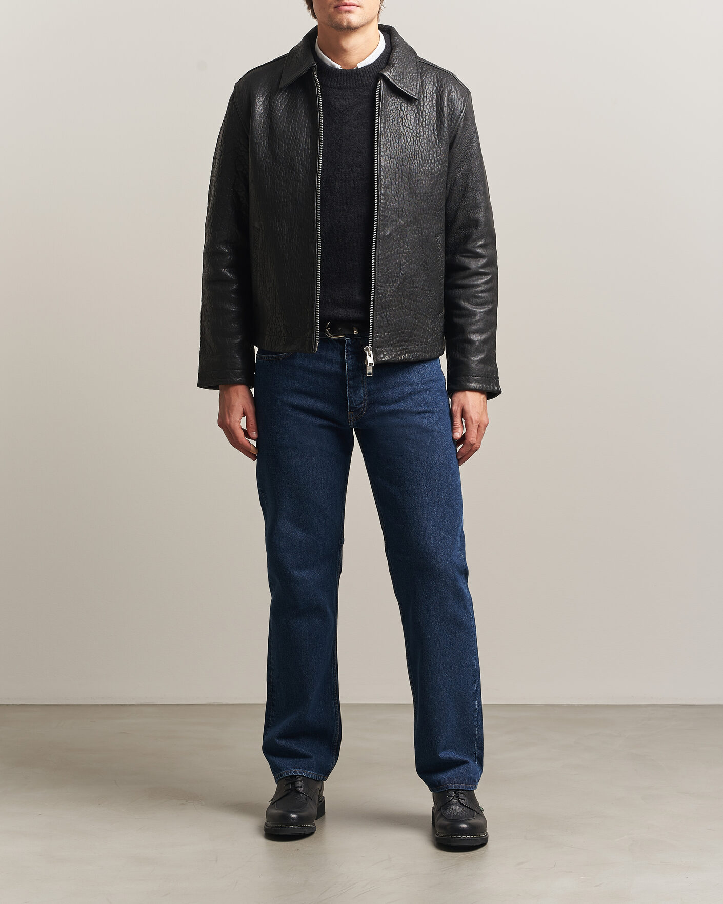 Herren | Jacken | Sunflower | Short Leather Jacket Black