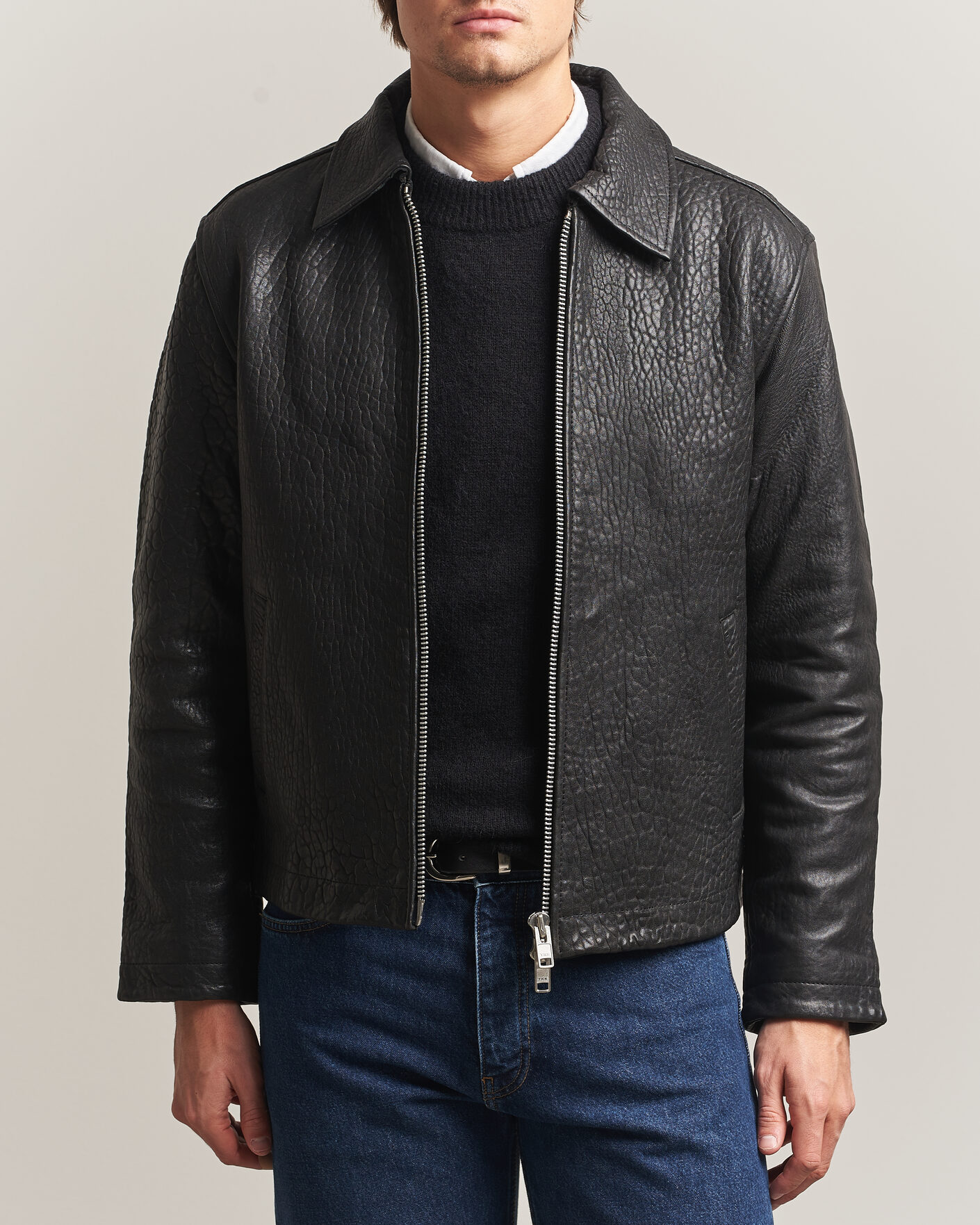 Herren | Jacken | Sunflower | Short Leather Jacket Black