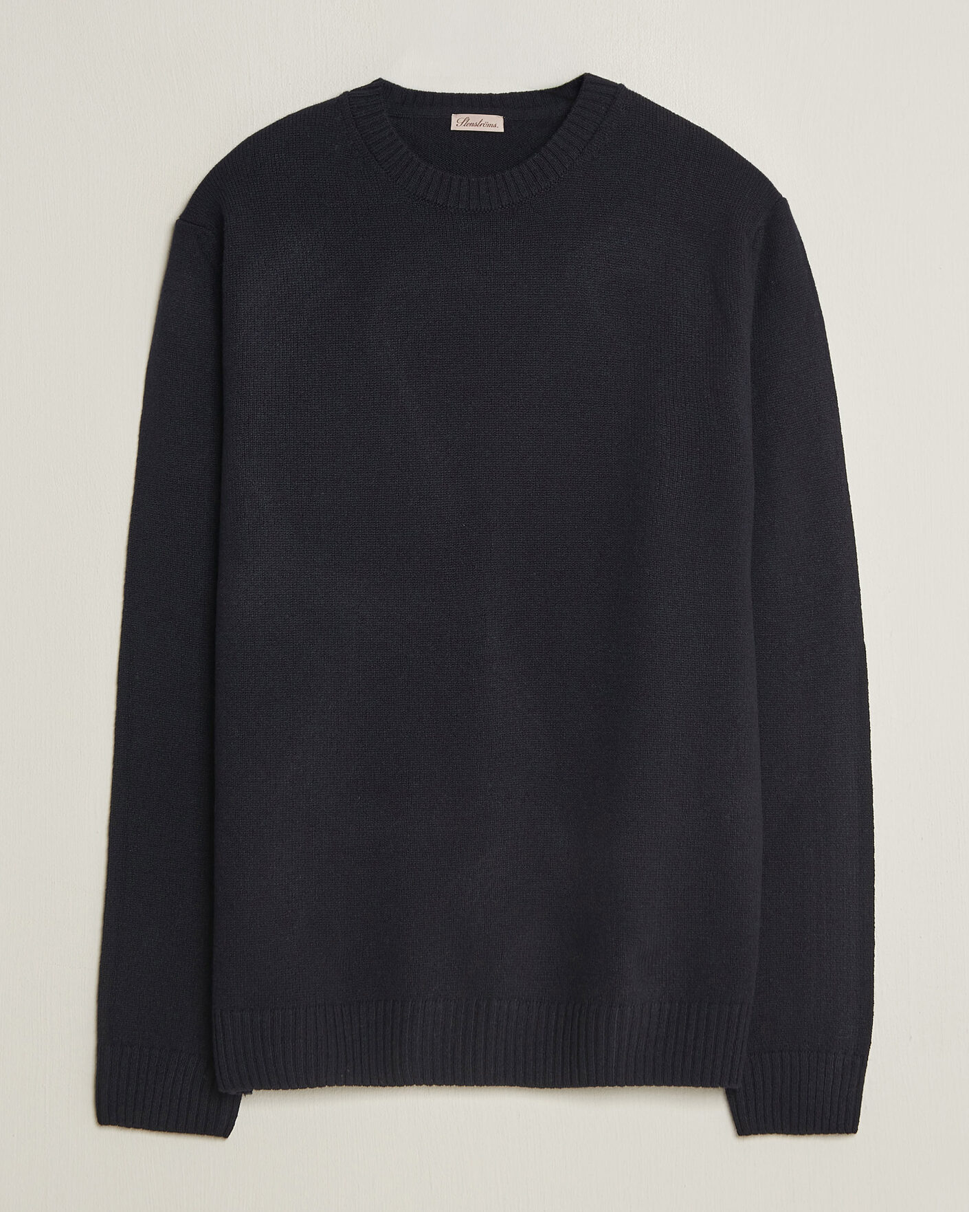 Herren | Pullover | Stenströms | Knitted Lambswool Crew Neck Dark Navy
