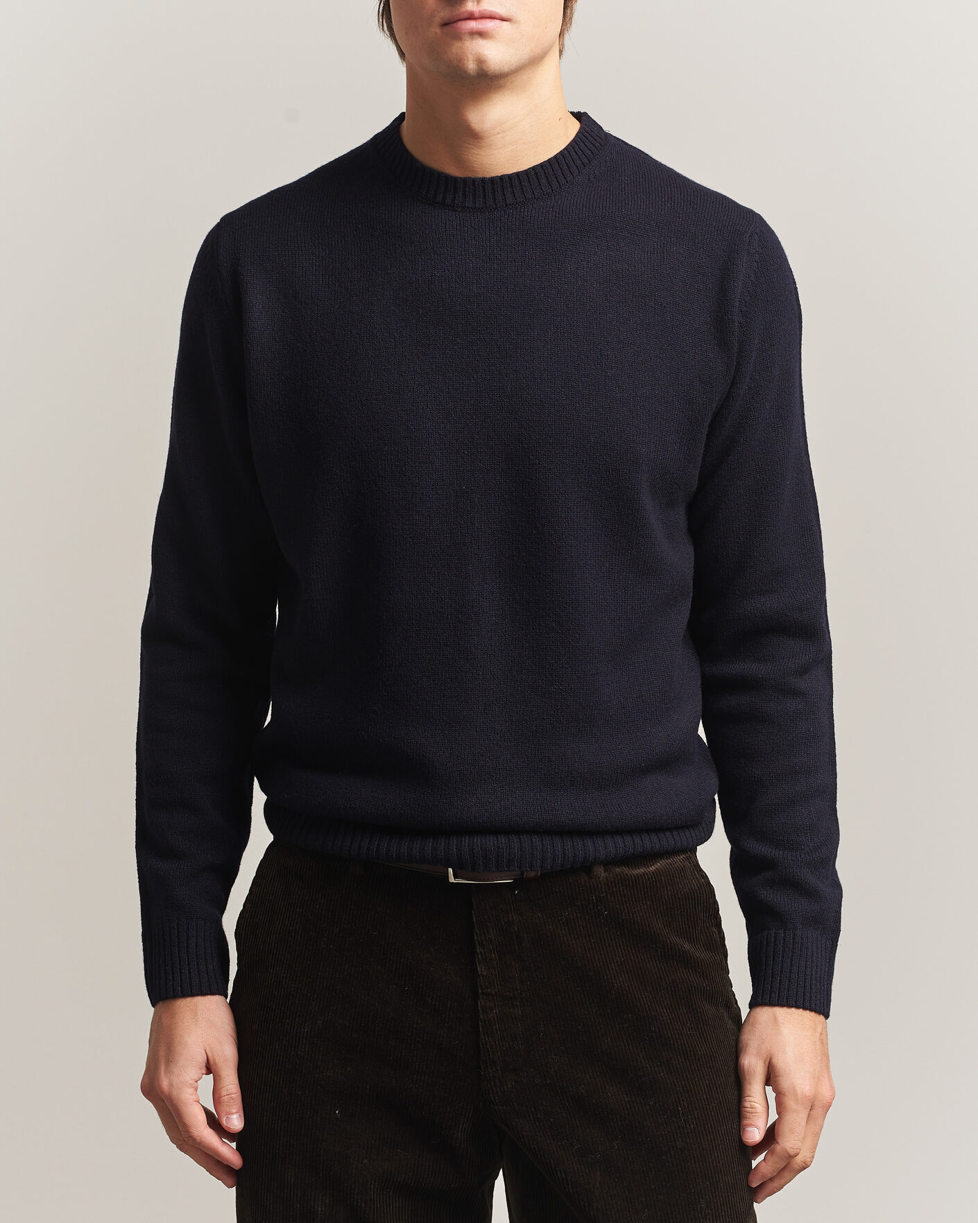 Herren | Pullover | Stenströms | Knitted Lambswool Crew Neck Dark Navy
