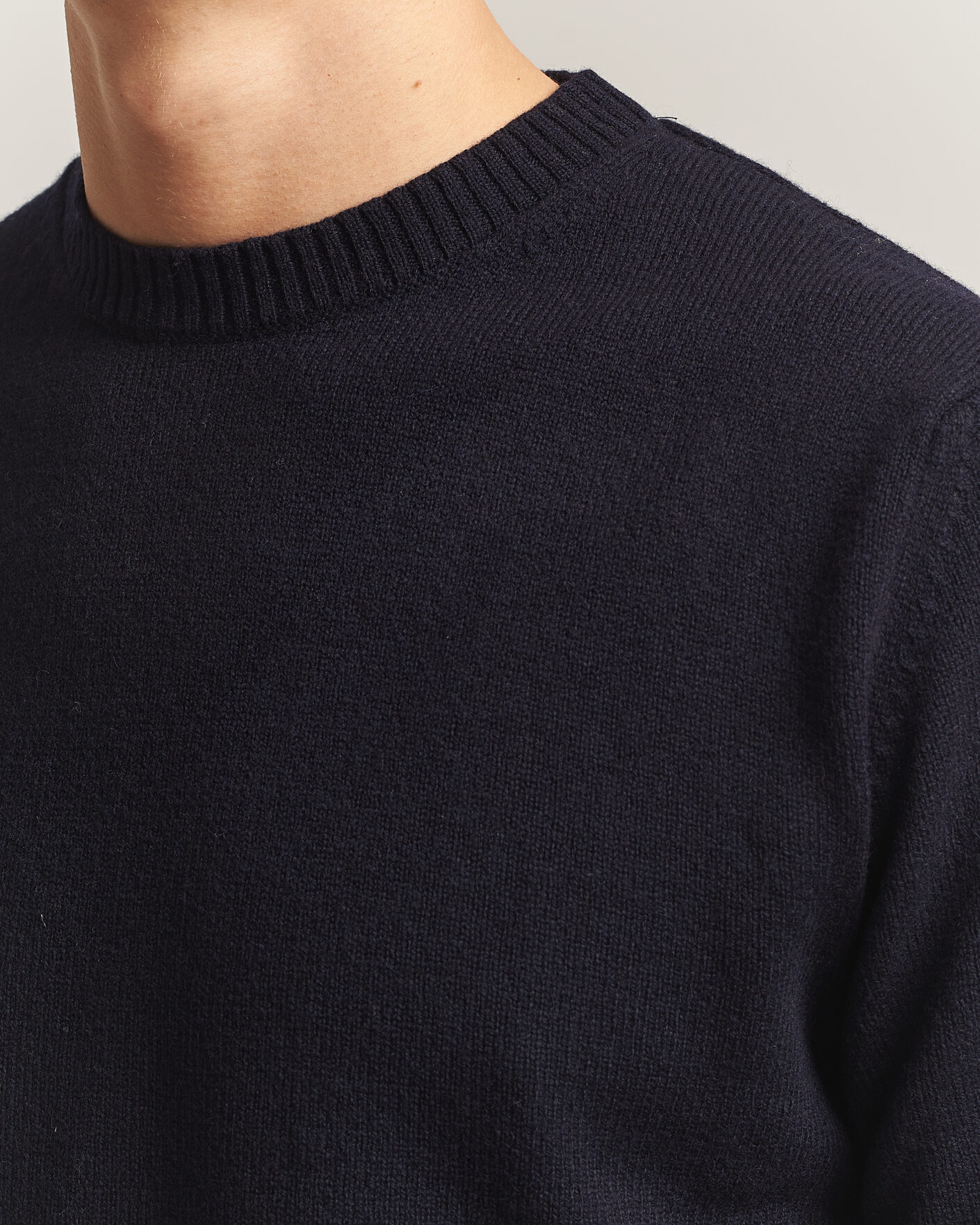 Herren | Pullover | Stenströms | Knitted Lambswool Crew Neck Dark Navy