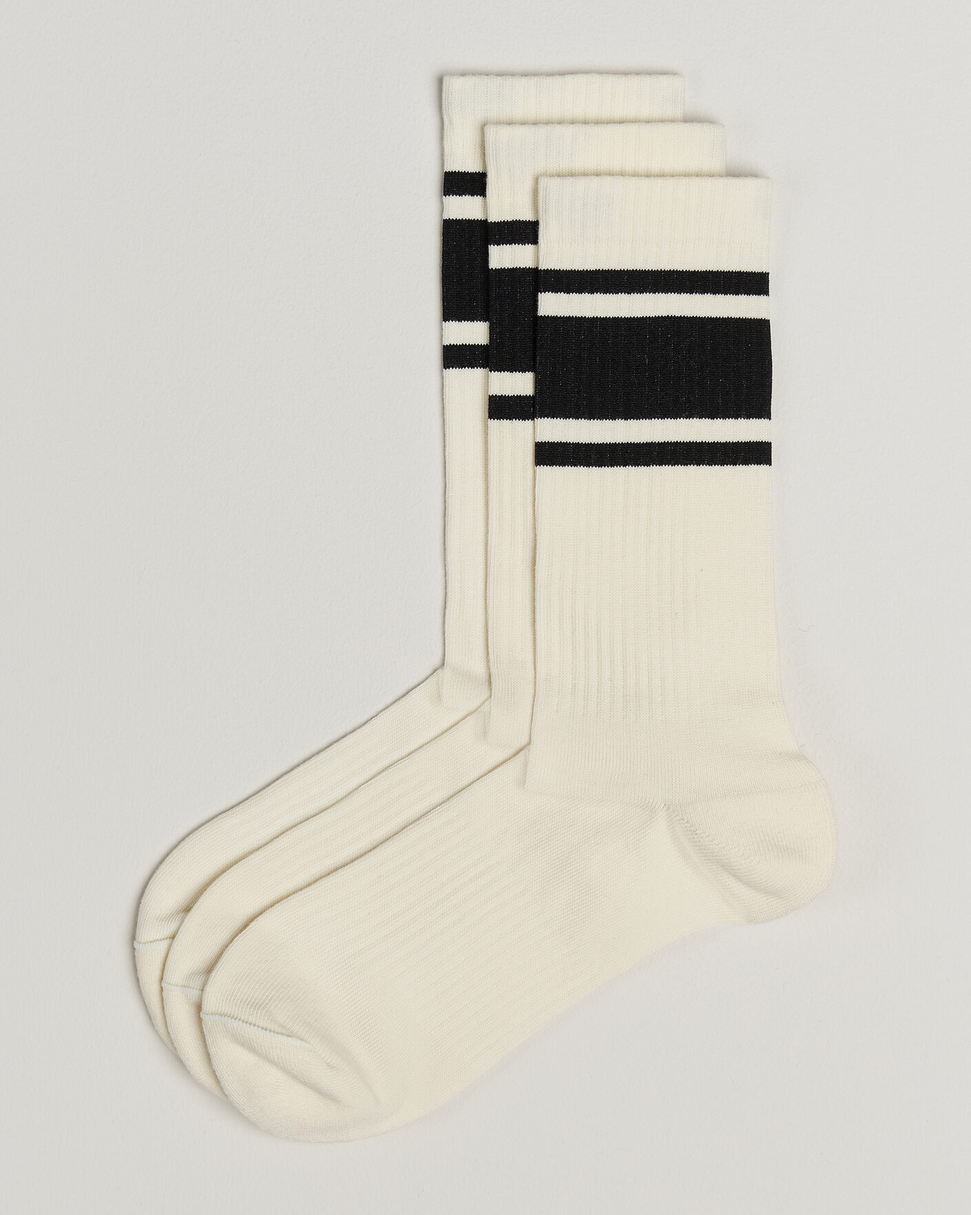 Herren | Unterwäsche | Sweyd | 3-Pack Triple Stripe Cotton Socks White/Black