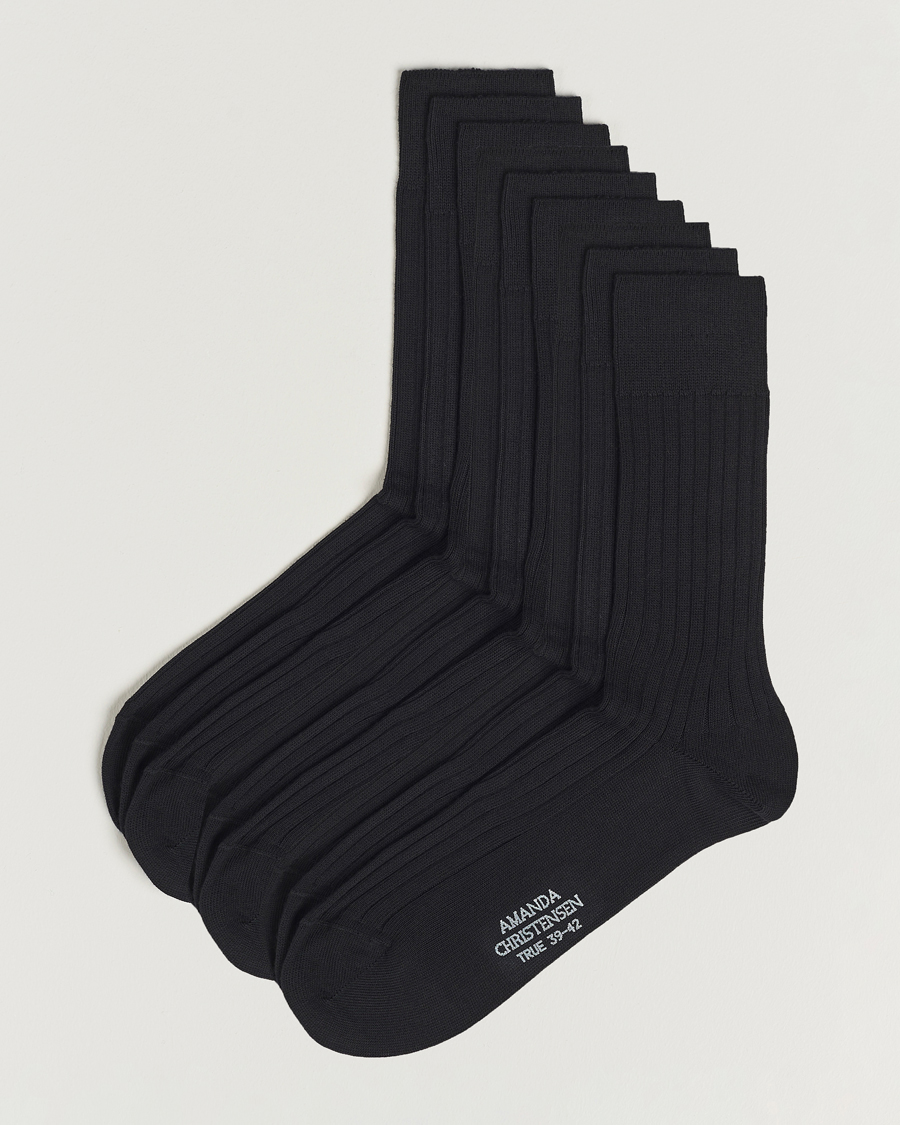 Herren | Unterwäsche | Amanda Christensen | 9-Pack True Cotton Ribbed Socks Black