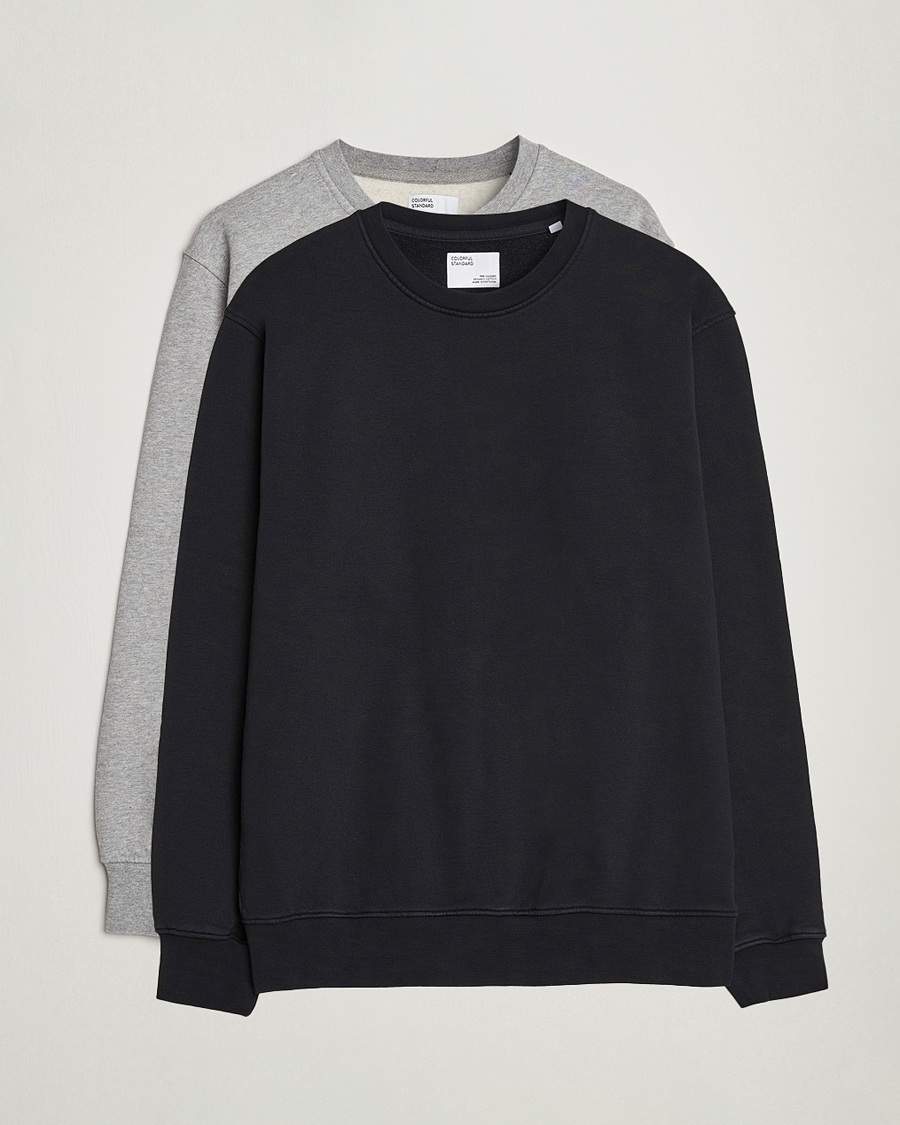 Herren | Pullover | Colorful Standard | 2-Pack Classic Organic Crew Neck Sweat Heather Grey/Deep Black